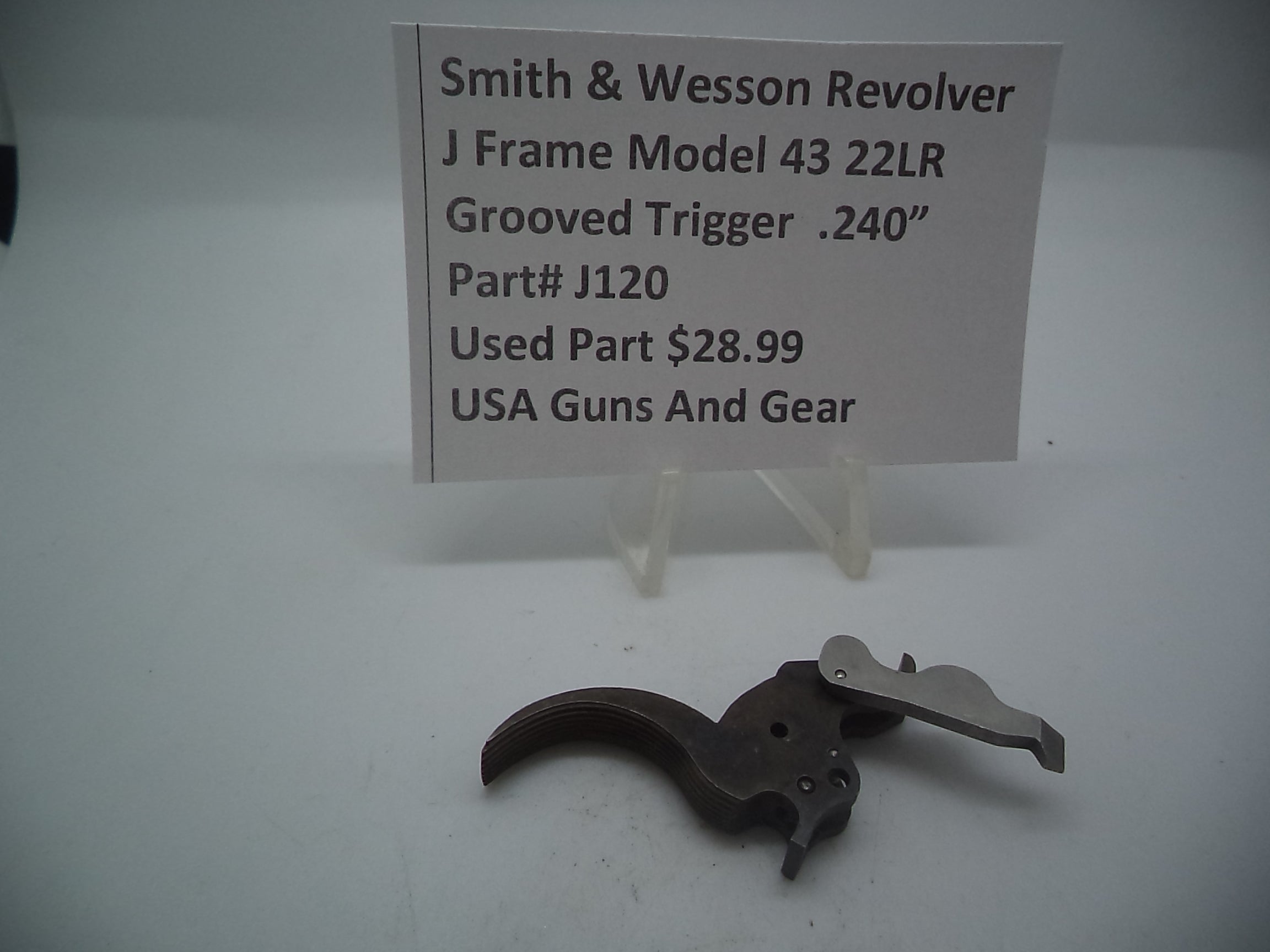 J120 Smith and Wesson J Frame Model 43 .240" Grooved Trigger Used 22LR