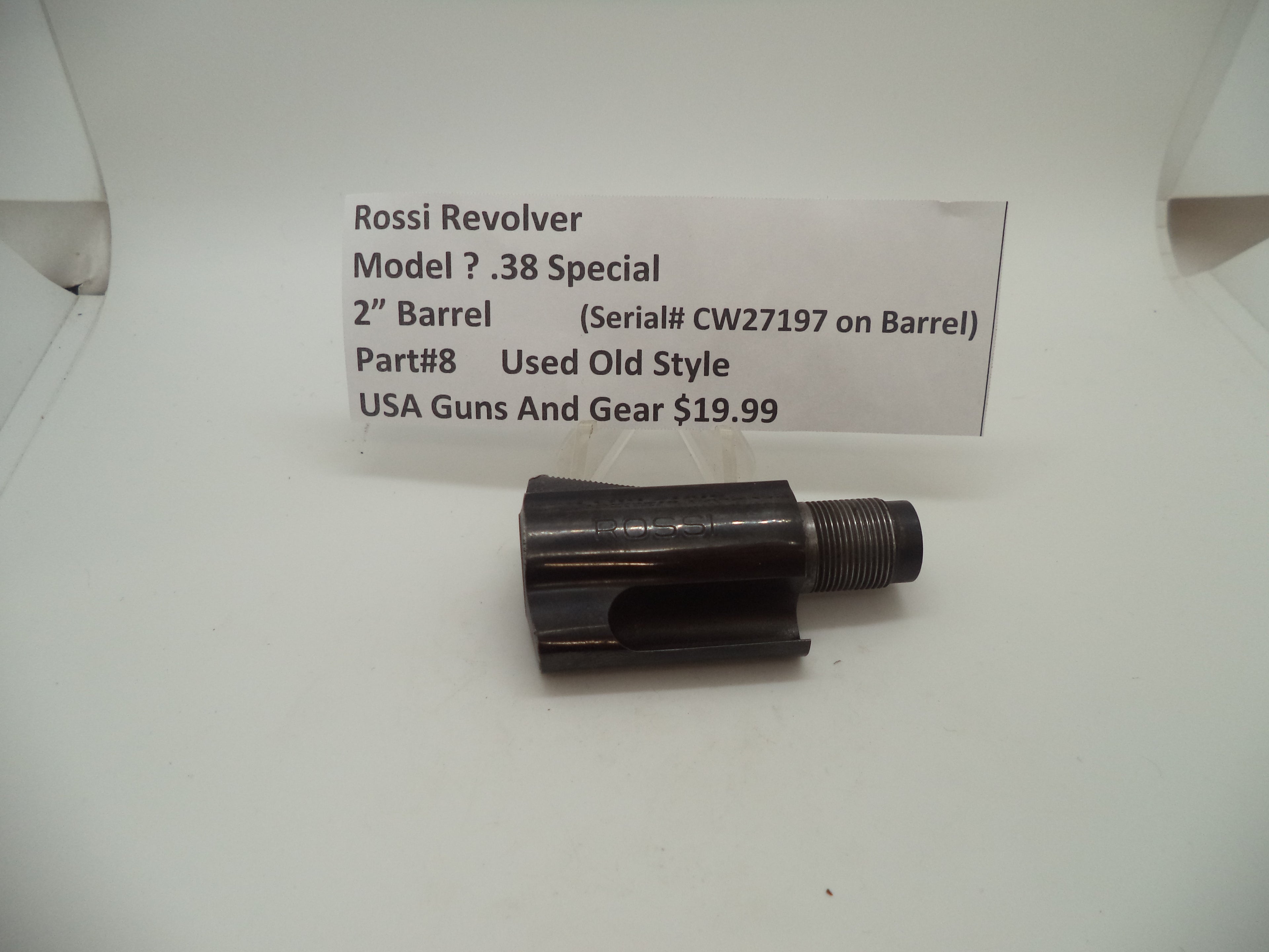 8 Rossi Revolver (Model ?) 2" Barrel Used Old Style .38 Special