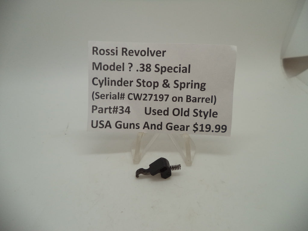 34 Rossi Revolver (Model ?) Cylinder Stop & Spring Used Old Style .38 Special