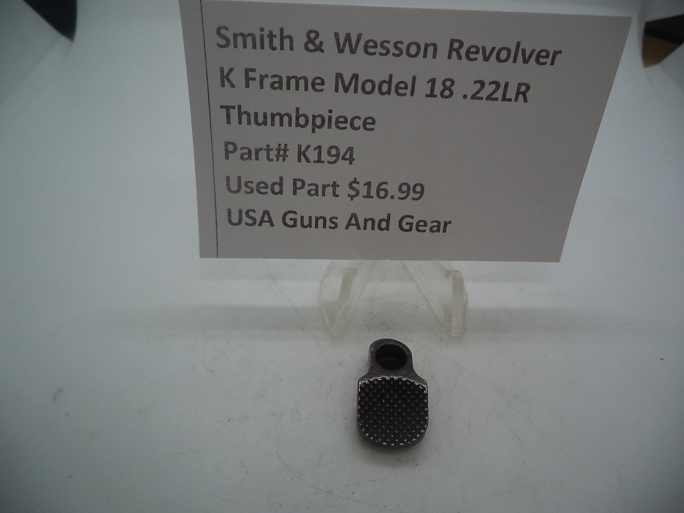 Smith & Wesson K Frame Thumbpiece - Model 18 - Blue Finish - Used - .22 LR K194