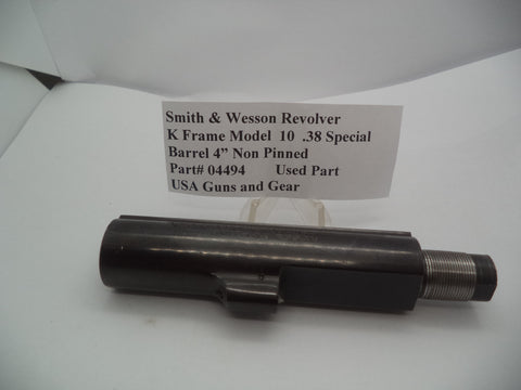04494 Smith & Wesson Revolver K Frame Model 10 Barrel 4" Heavy Non Pinned Blue Steel .38 Special