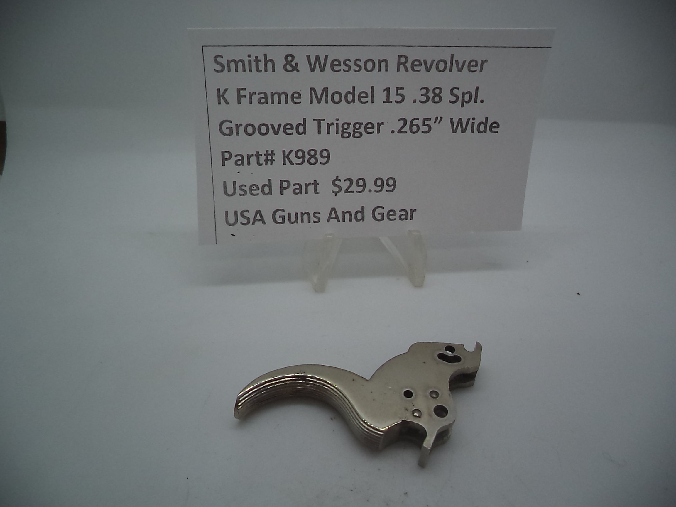 K989 Smith & Wesson Used K Frame Model 15 Nickel .38SPL 265" Wide Grooved Trigger