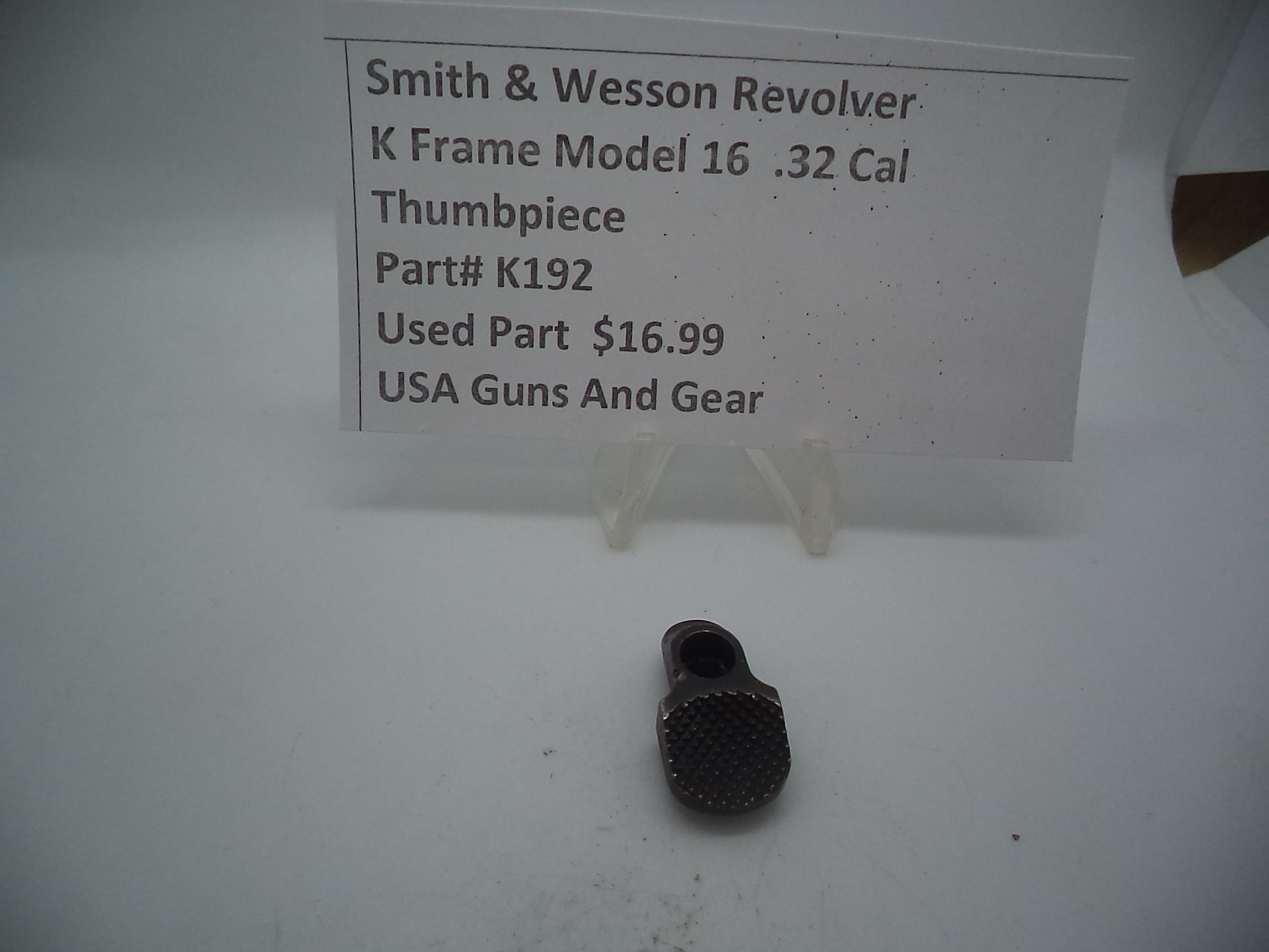 K192 Smith and Wesson K Frame Model 16 Thumb piece Blue Used .32 Cal