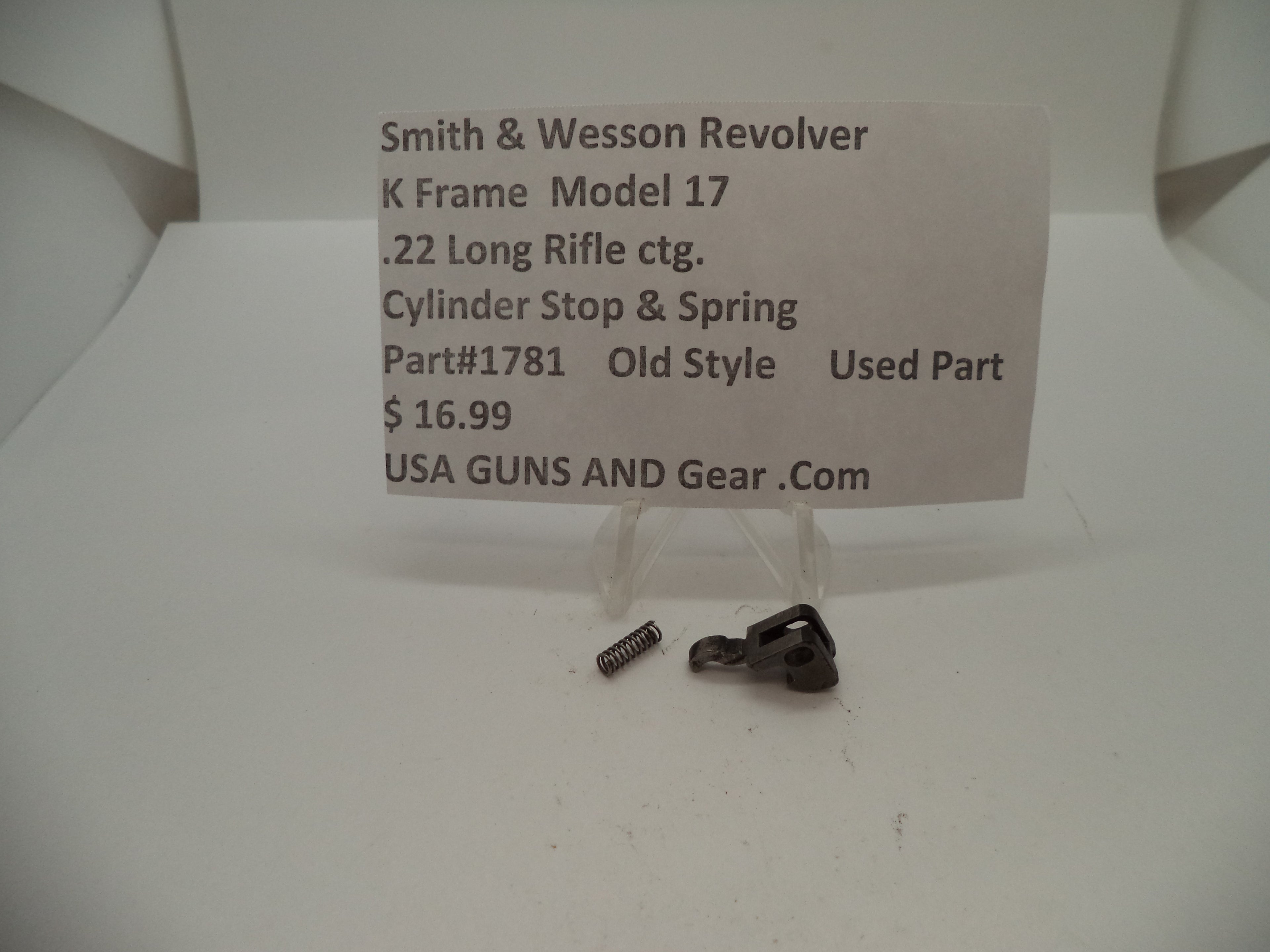 1781 Smith & Wesson K Frame Model 17 Used Cylinder Stop & Spring .22 LR ctg.