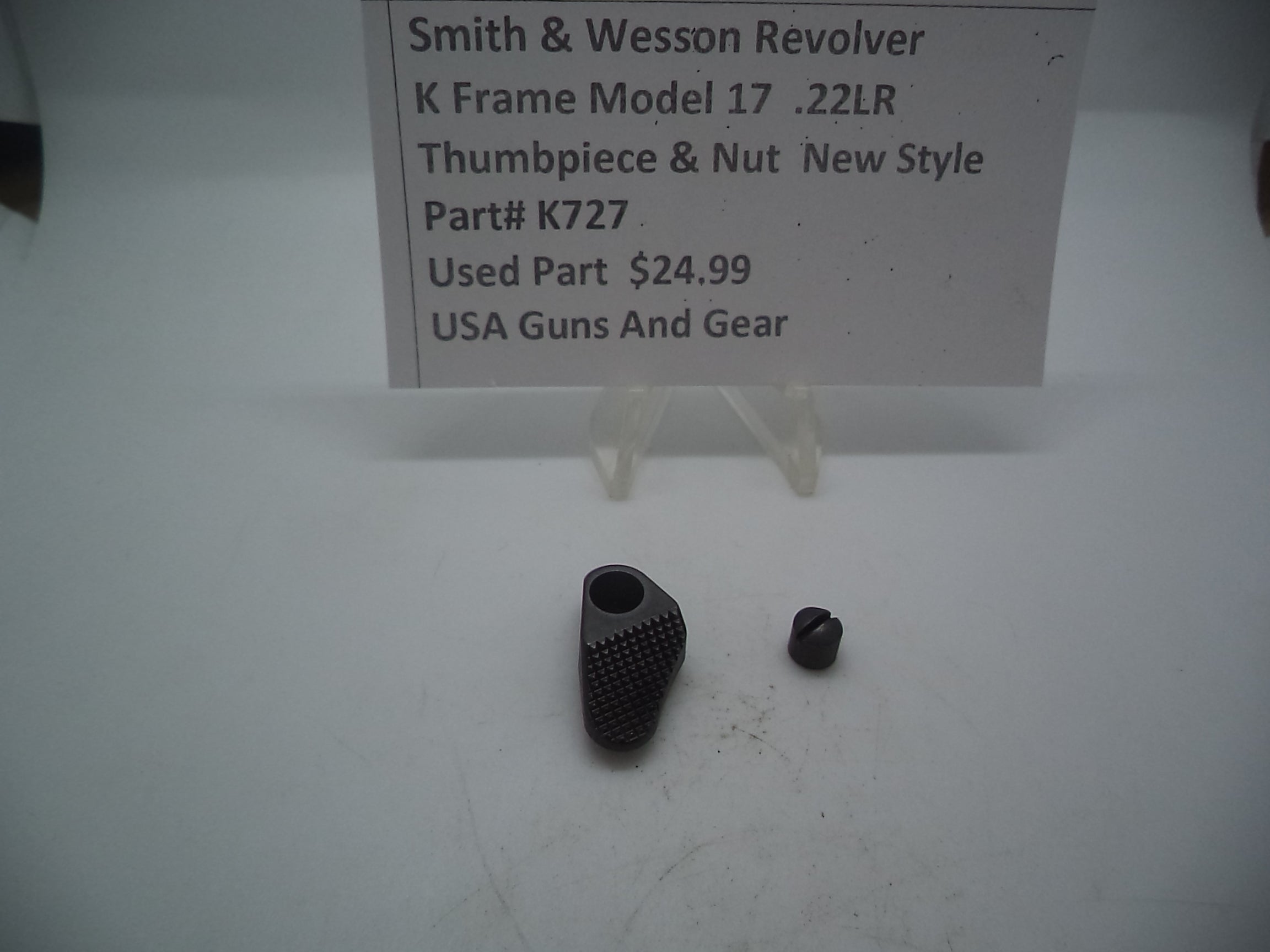 K727 Smith & Wesson Used K Frame Model 17-8 22LR New Style Thumbpiece & Nut
