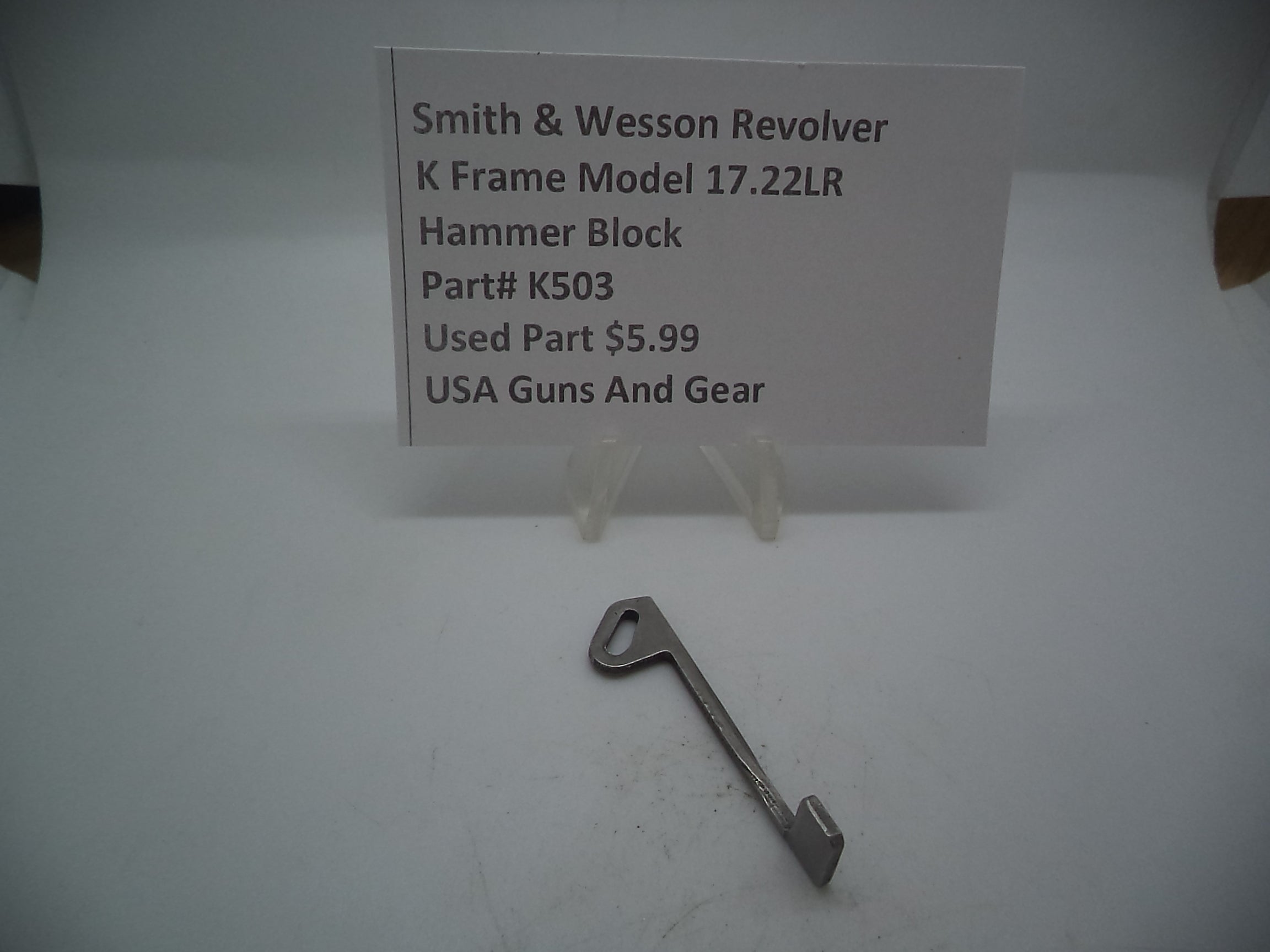 K503 Smith & Wesson Used K Frame Model 17 S.S. Hammer Block -                                USA Guns And Gear-Your Favorite Gun Parts Store