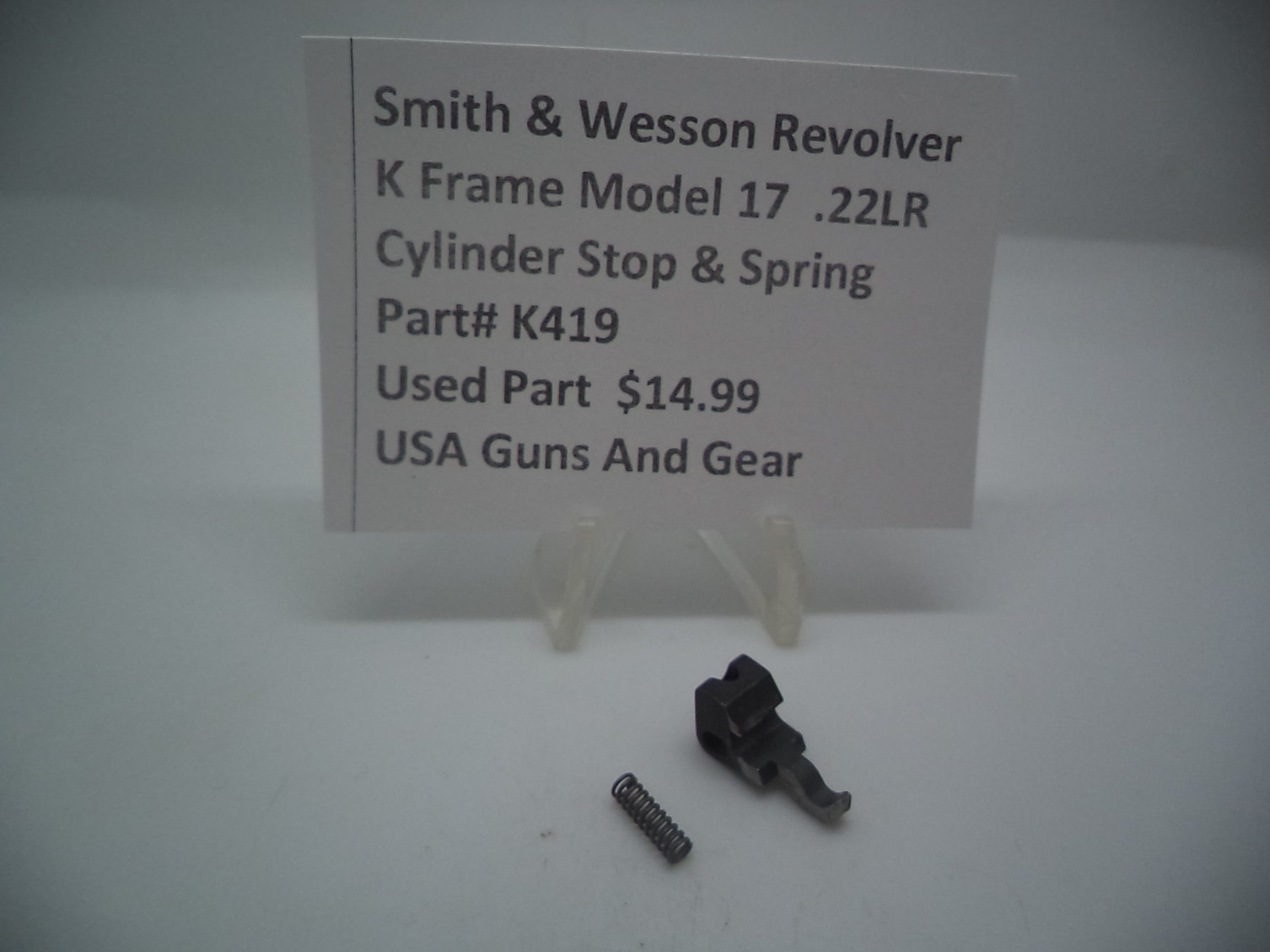 Smith & Wesson K Frame Cylinder Stop & Spring - Used OEM Part - .22 LR - Model 17 - K419