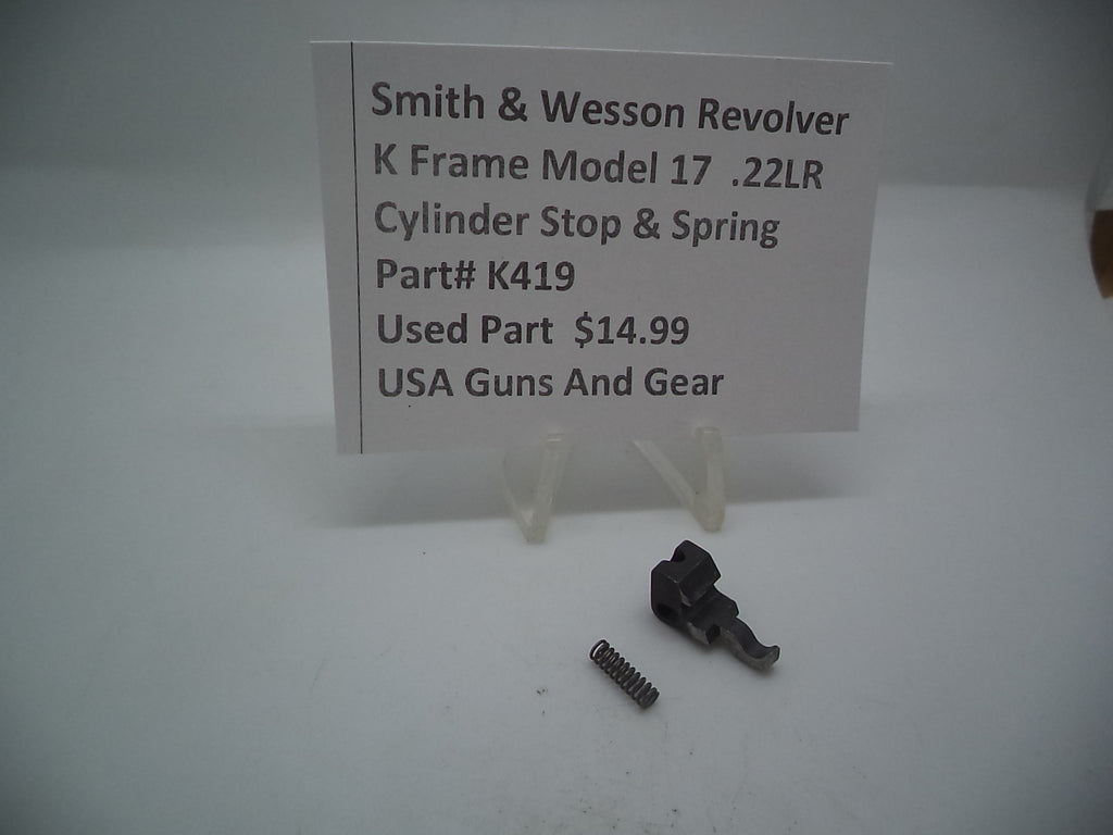 Smith & Wesson K Frame Cylinder Stop & Spring - Used OEM Part - .22 LR - Model 17 - K419