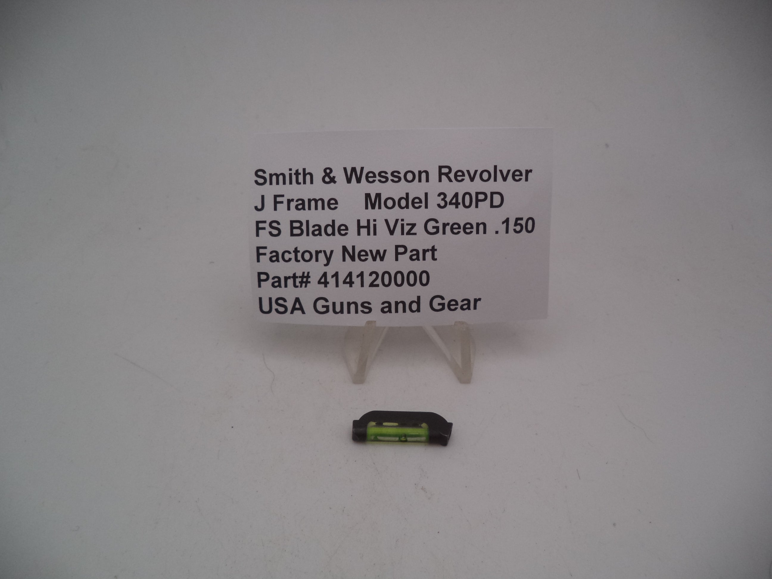 Smith & Wesson J Frame Model 340PD Front Sight Blade - Hi-Viz Green - .150" Height - 1 7/8" Barrel - 414120000