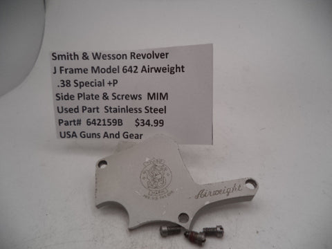 642159B Smith & Wesson  J Frame Model 642 Airweight Side Plate & Screws .38 SPL +P