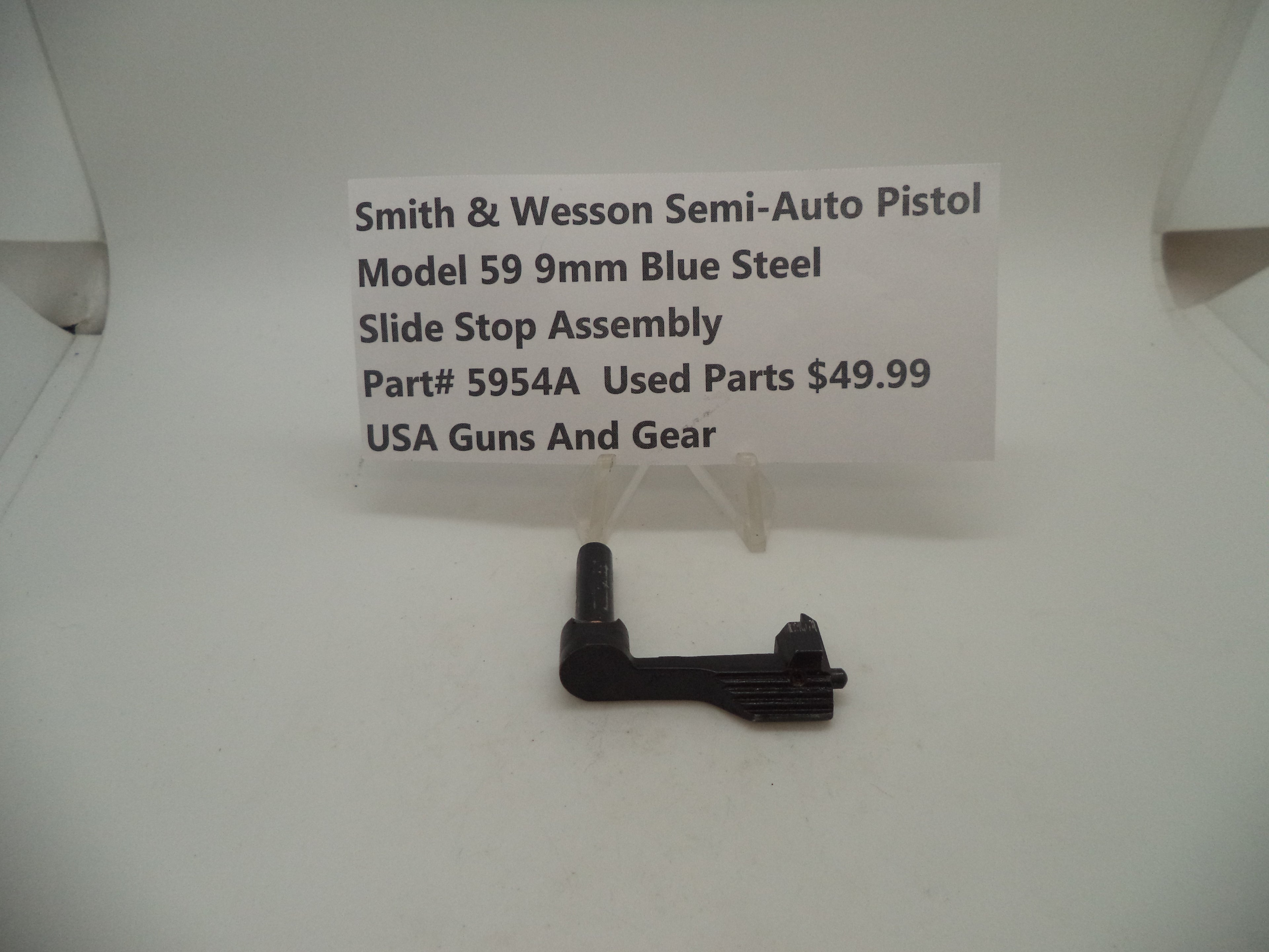 5954A Smith & Wesson Model 59 9MM Slide Stop Assembly Used Blue Steel 9MM