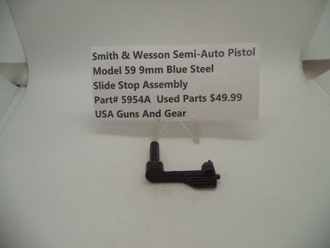 5954A Smith & Wesson Model 59 9MM Slide Stop Assembly Used Blue Steel 9MM