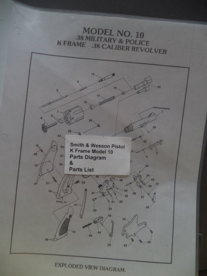 DK10 Smith & Wesson Model 10 K Frame .38 Military & Police Revolver Parts Diagra