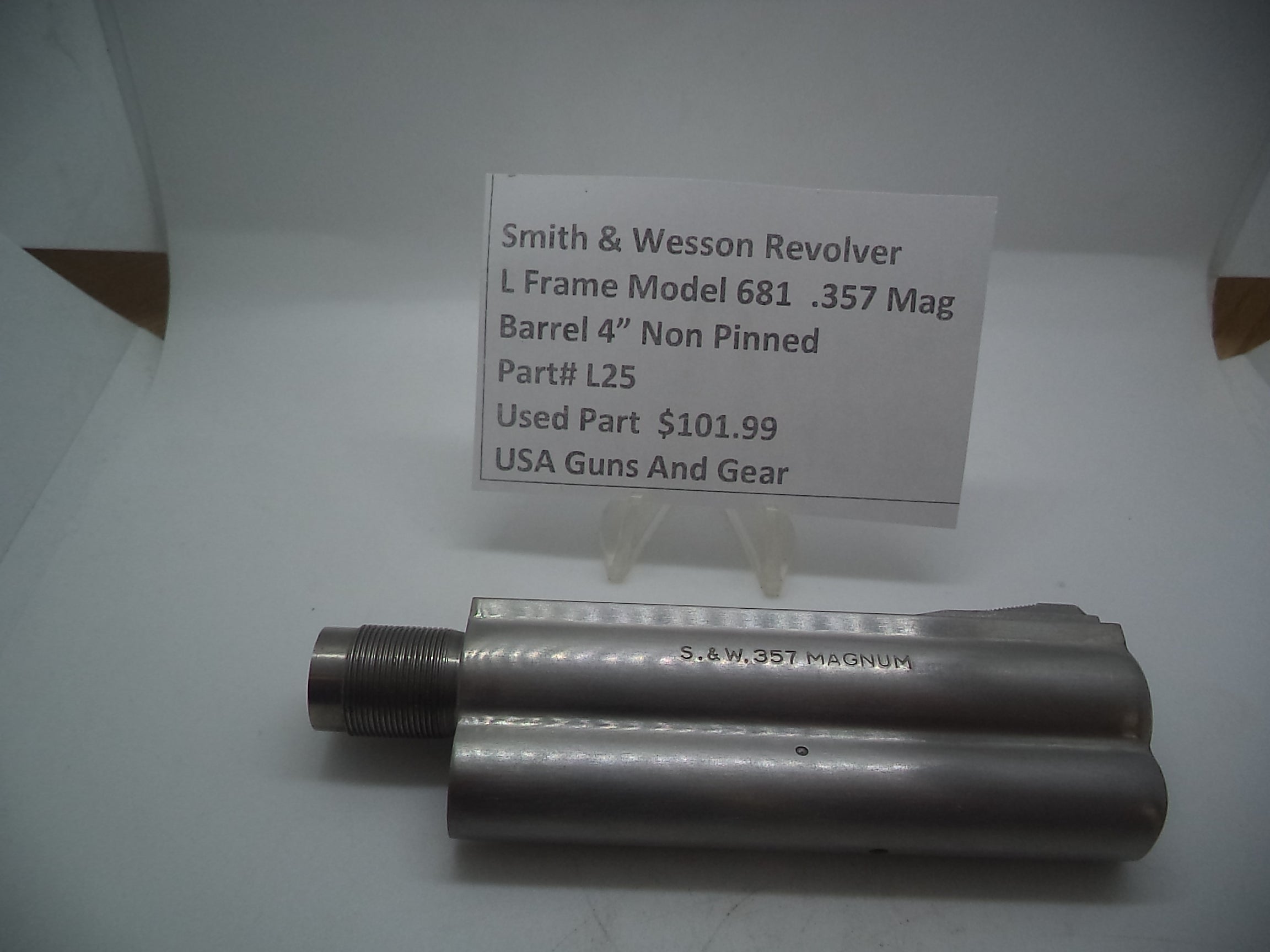 L25 Smith and Wesson L Frame Model 681 4" Barrel SS Used 357 Mag