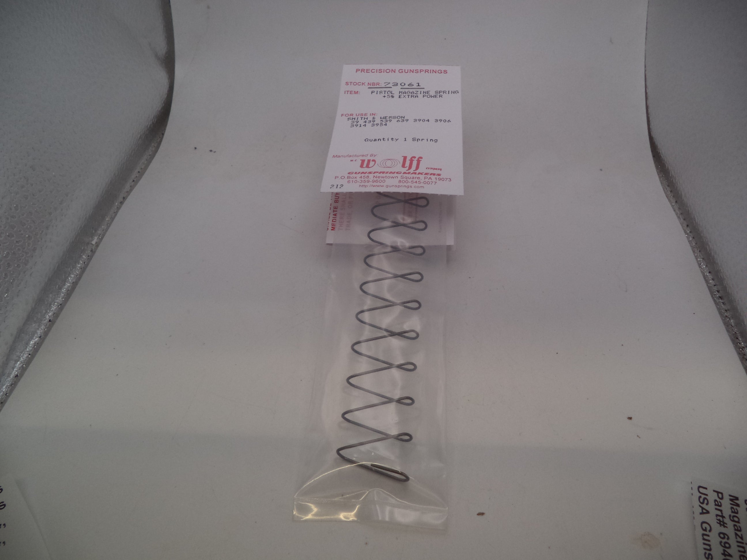 73061 Wolff Smith & Wesson Pistol 39 Series,3900 Series  Magazine Spring 9MM