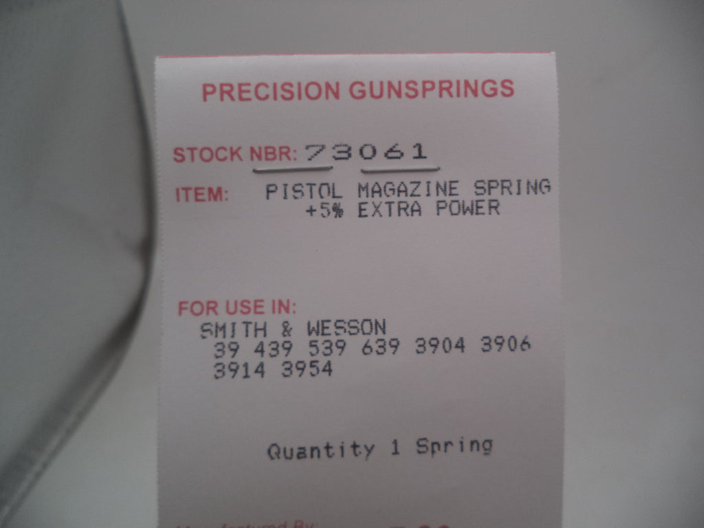 73061 Wolff Smith & Wesson Pistol 39 Series,3900 Series  Magazine Spring 9MM
