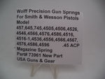 73961 Wolff Smith & Wesson Pistol 645 Series,4506 Series  Magazine Spring.45ACP