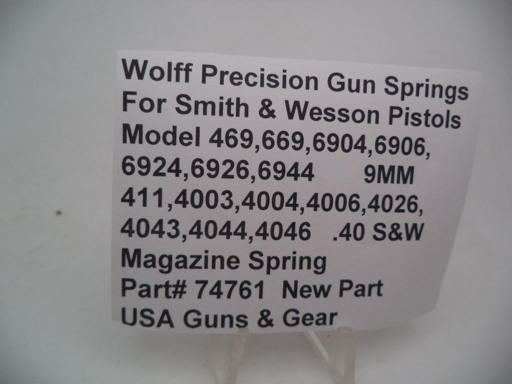 74761 Wolff XP Magazine Spring +5% - S&W 469 669 6904 6906 4006 9mm .40