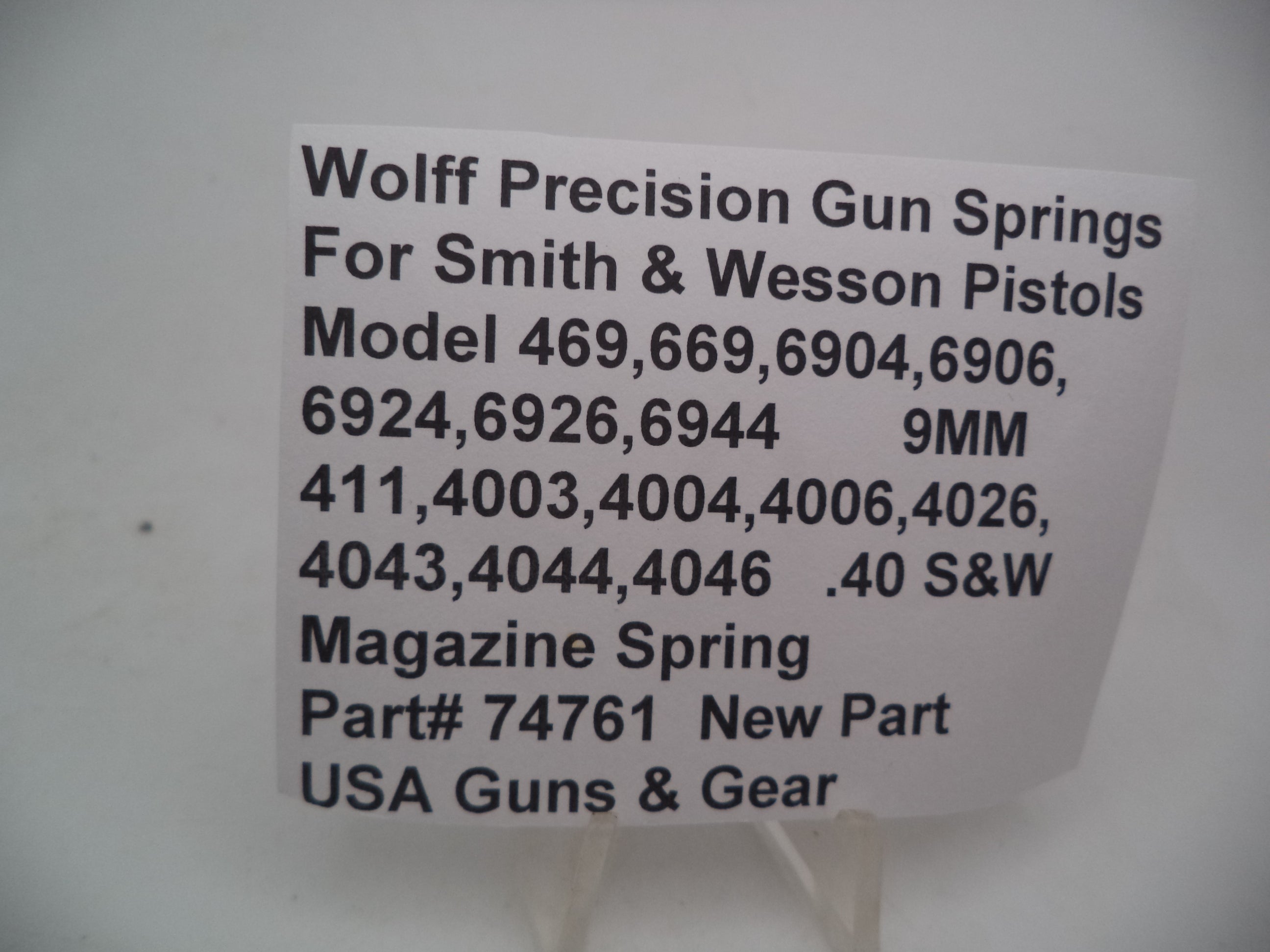 74761 Wolff XP Magazine Spring +5% - S&W 469 669 6904 6906 4006 9mm .40