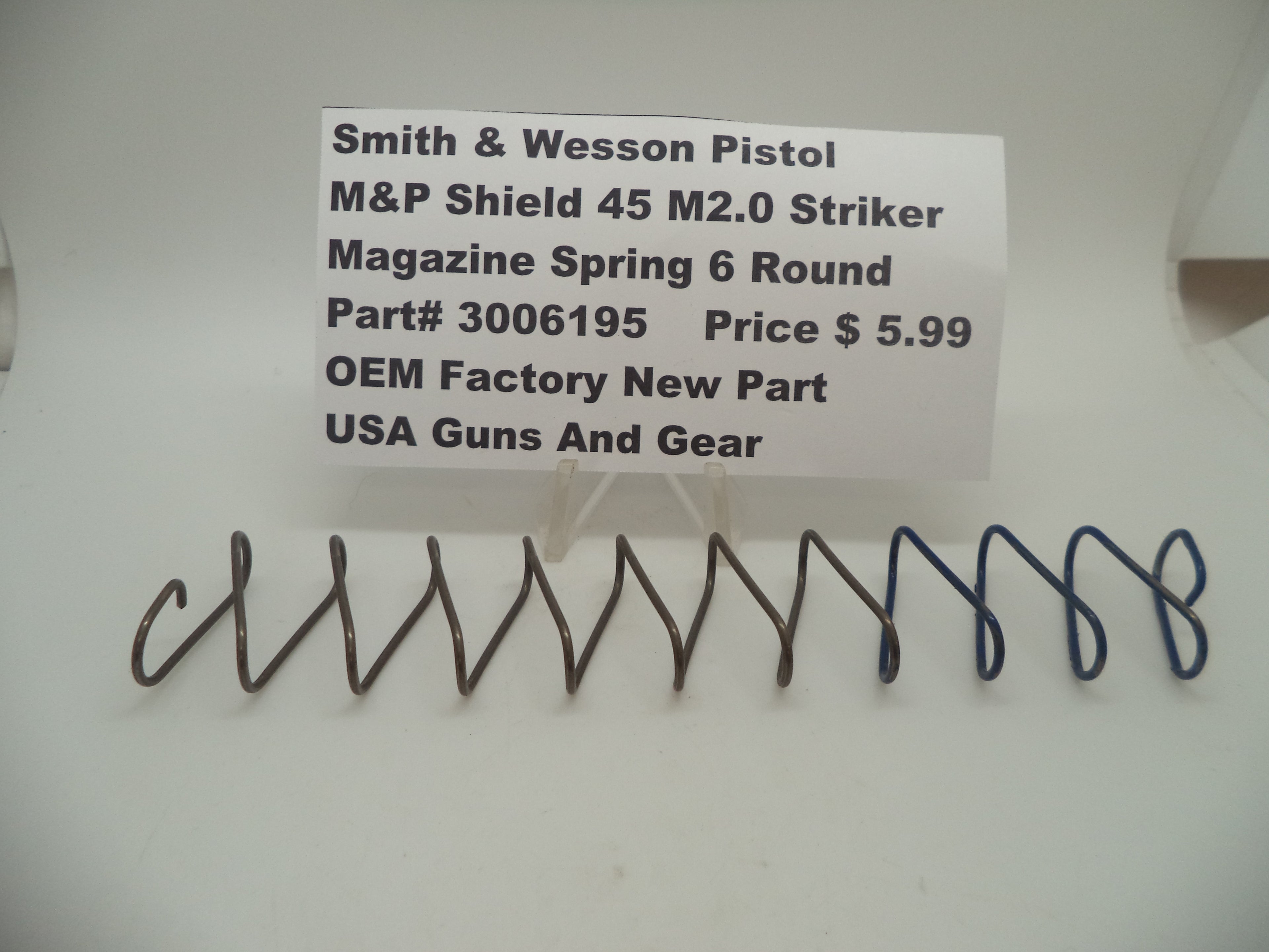 Smith & Wesson M&P Shield 45 M2.0 Mag Spring 6 Round | OEM 3006195
