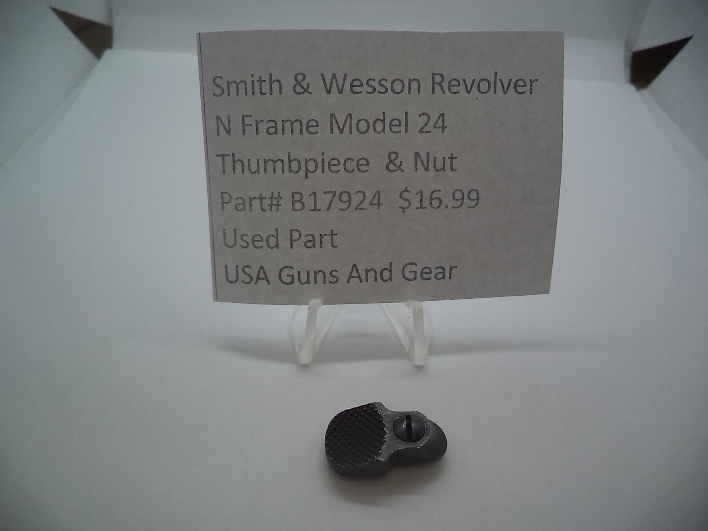B17924 Smith & Wesson N Frame Model 24 Thumb Piece & Nut Used 41 Mag