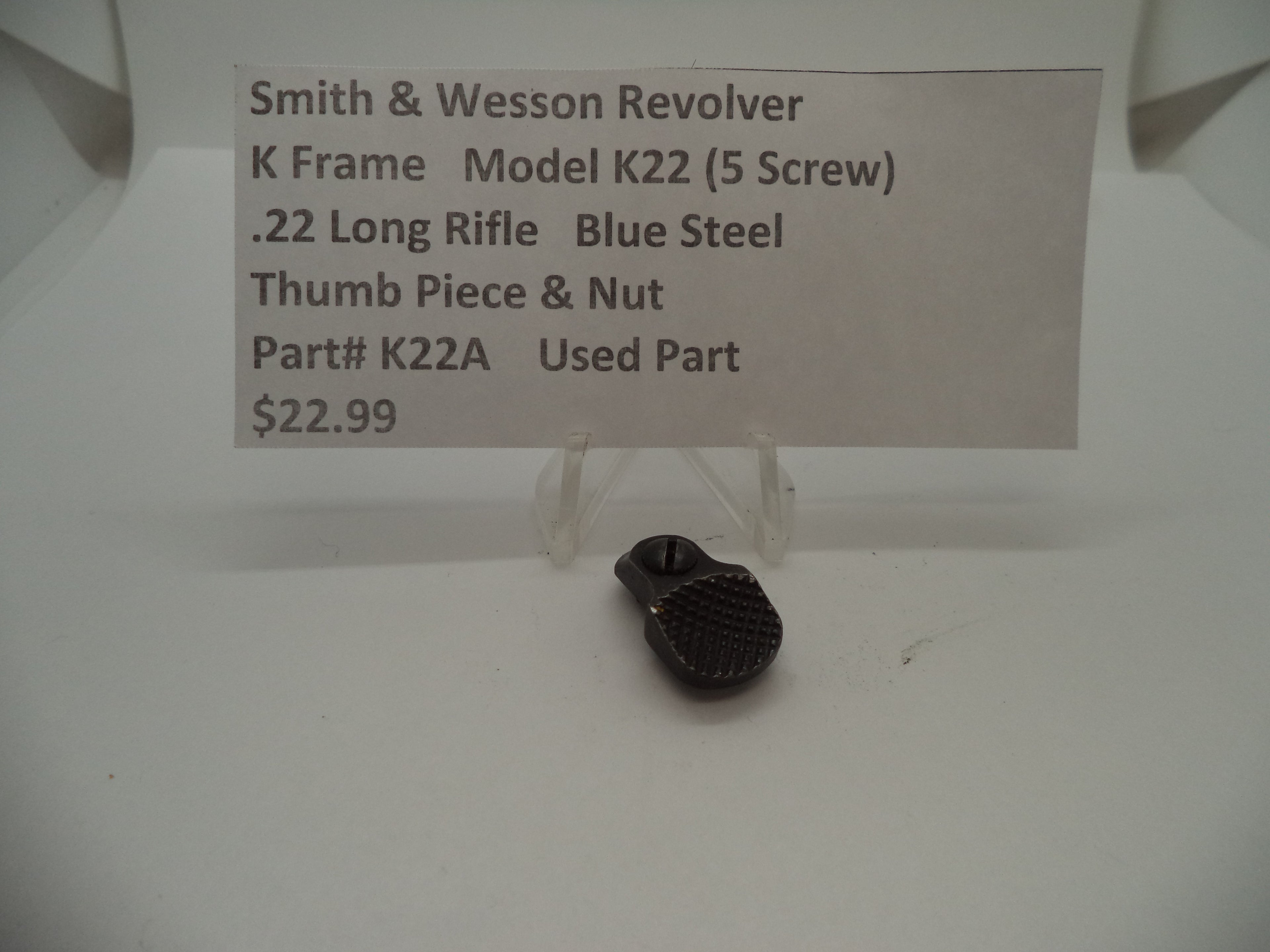 K22A Smith & Wesson K Frame Model K22 Thumb Piece & Nut .22 Long Rifle