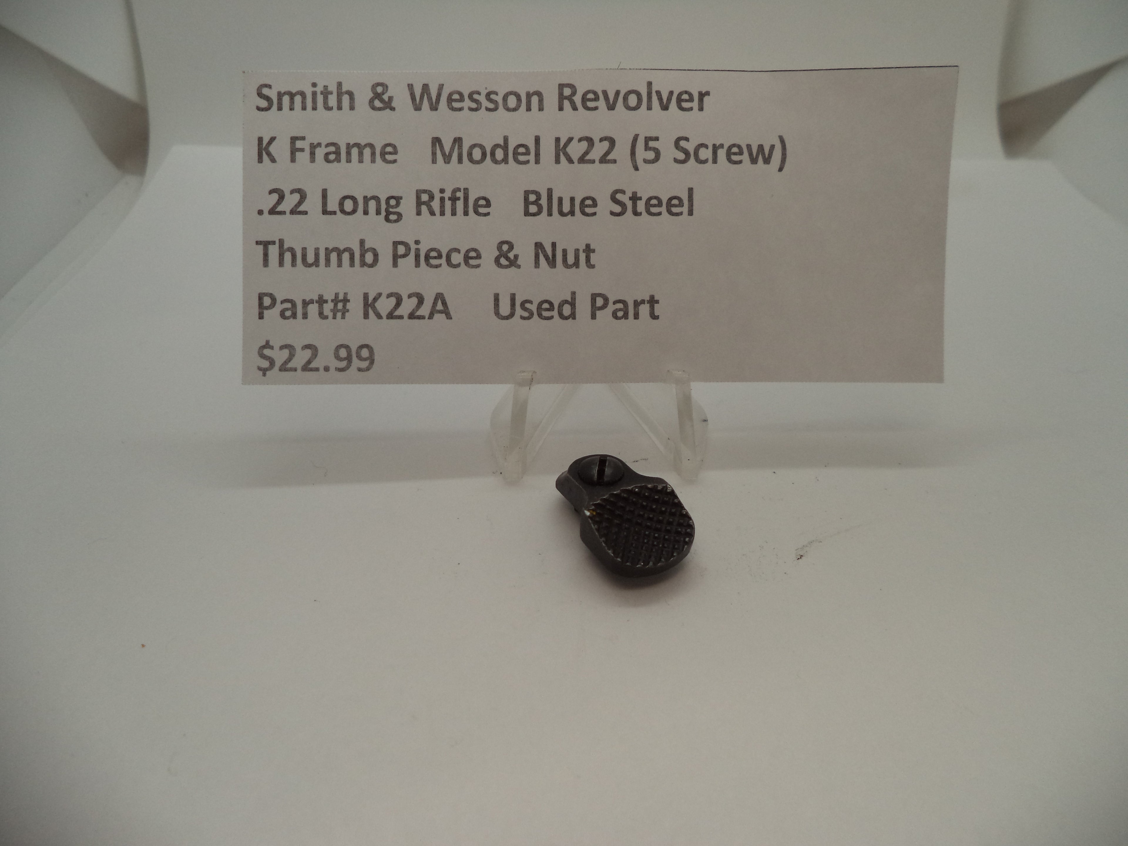 K22A Smith & Wesson K Frame Model K22 Thumb Piece & Nut .22 Long Rifle