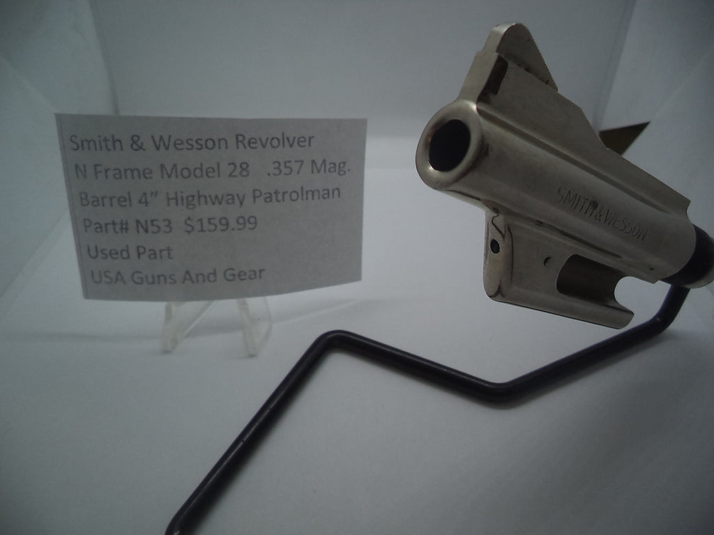 N53 Smith And Wesson N Frame Model 28 HWY Patrolman 4" Pinned Barrel Nickel Used