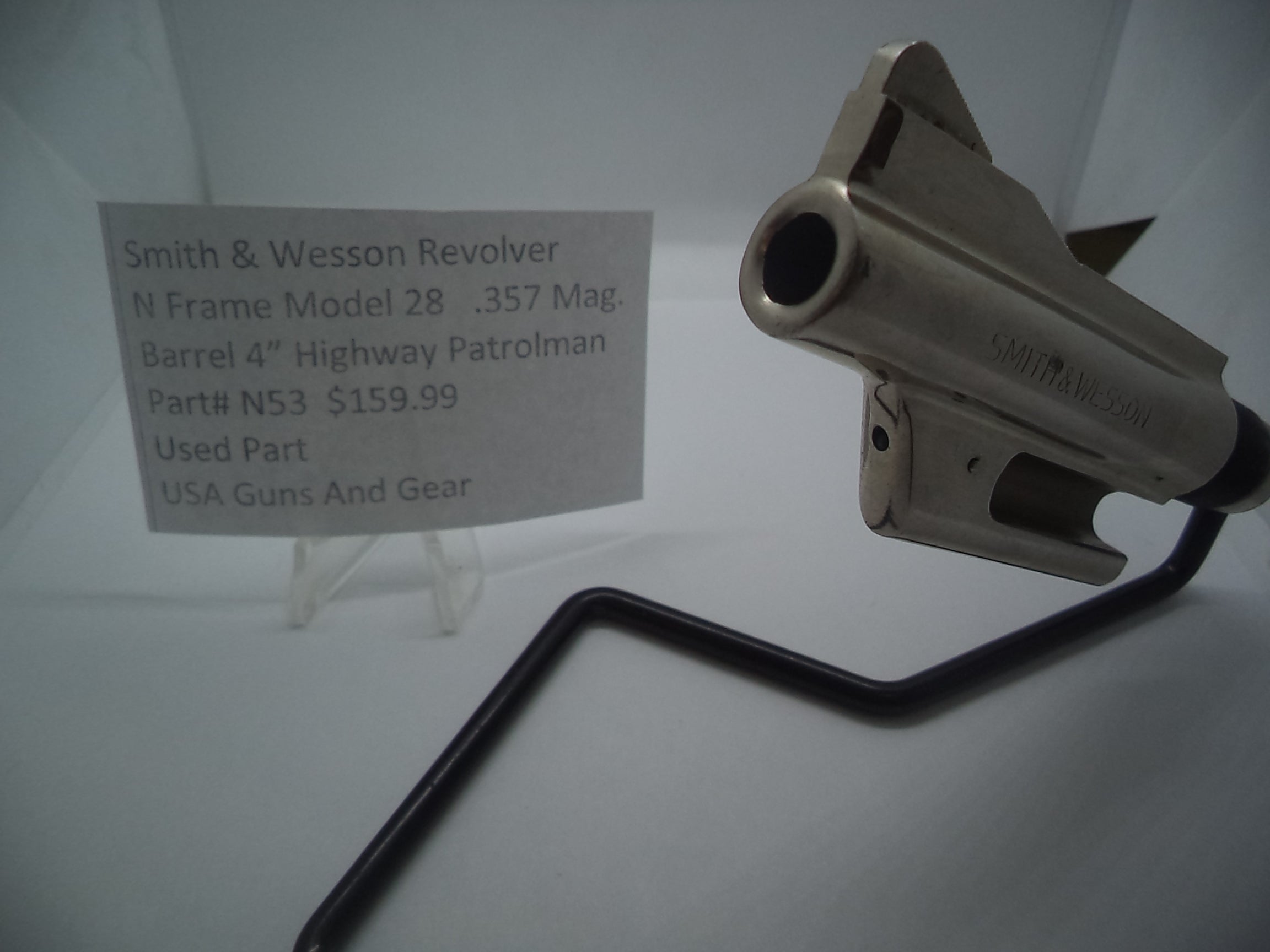 N53 Smith And Wesson N Frame Model 28 HWY Patrolman 4" Pinned Barrel Nickel Used