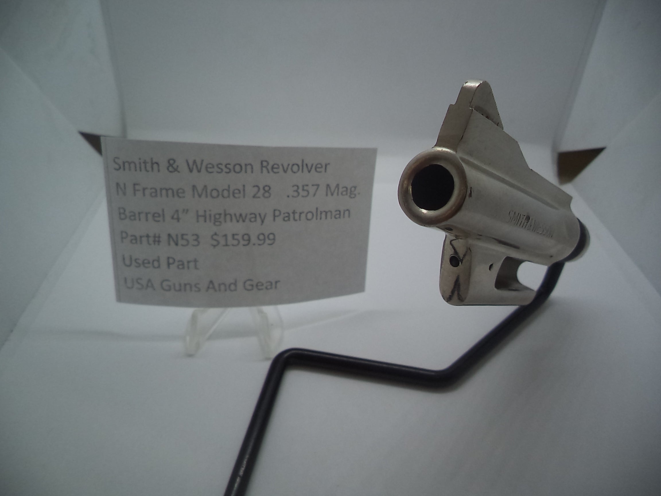 N53 Smith And Wesson N Frame Model 28 HWY Patrolman 4" Pinned Barrel Nickel Used