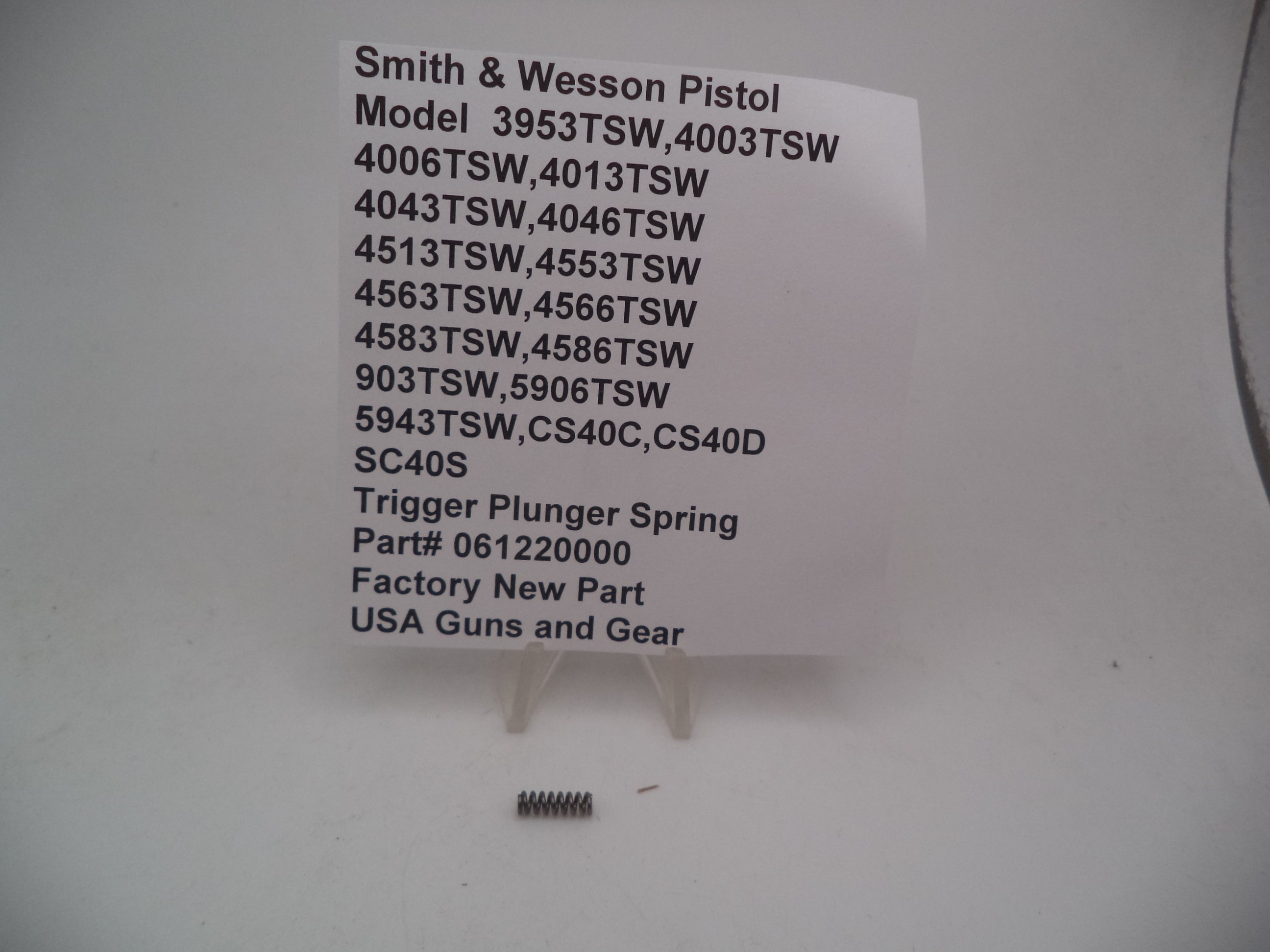 S&W Trigger Plunger Spring 061220000 - Model 5943TSW 4046TSW 4003TSW