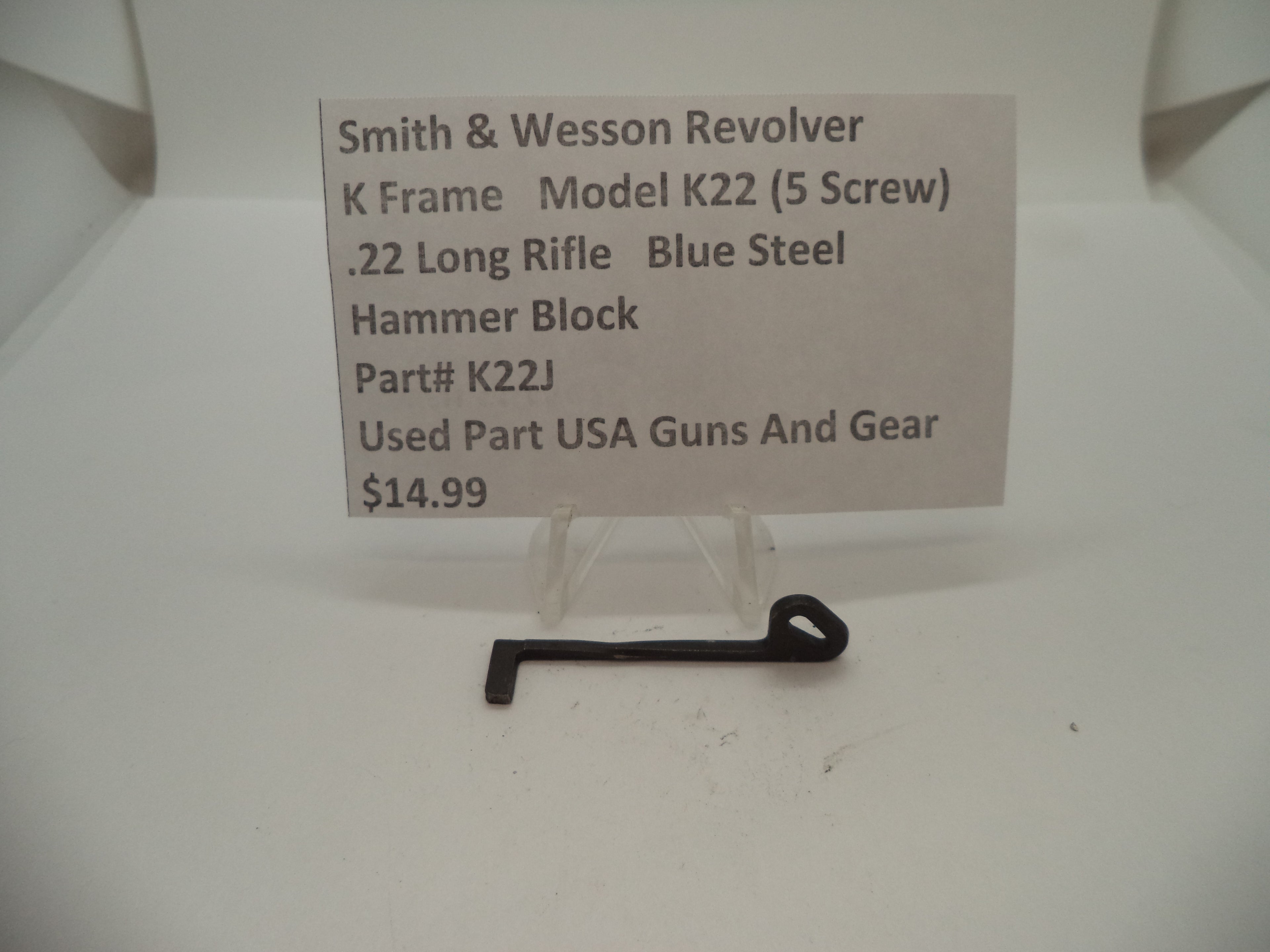 K22J Smith & Wesson K Frame Model K22 Hammer Block .22 Long Rifle