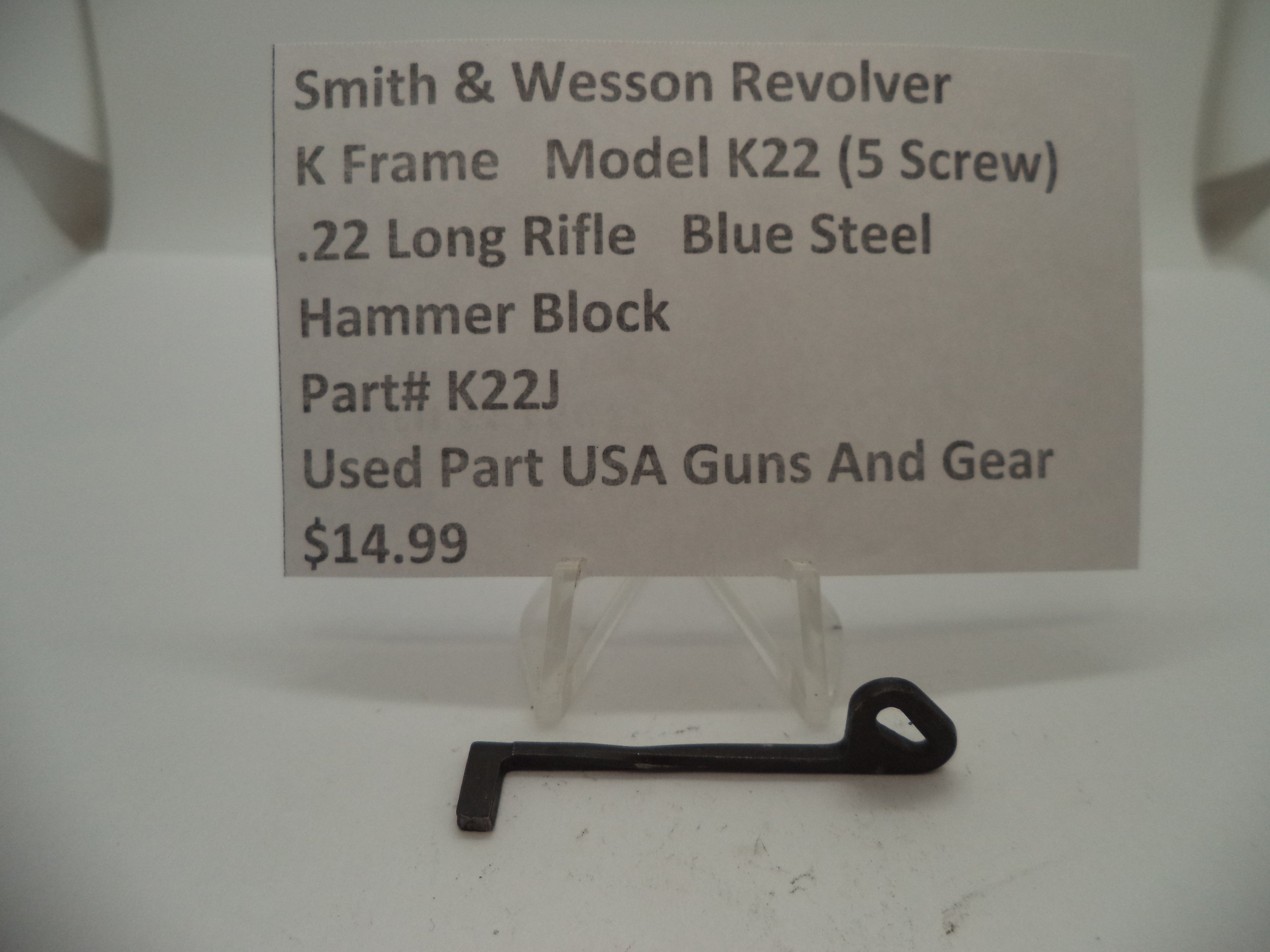 K22J Smith & Wesson K Frame Model K22 Hammer Block .22 Long Rifle