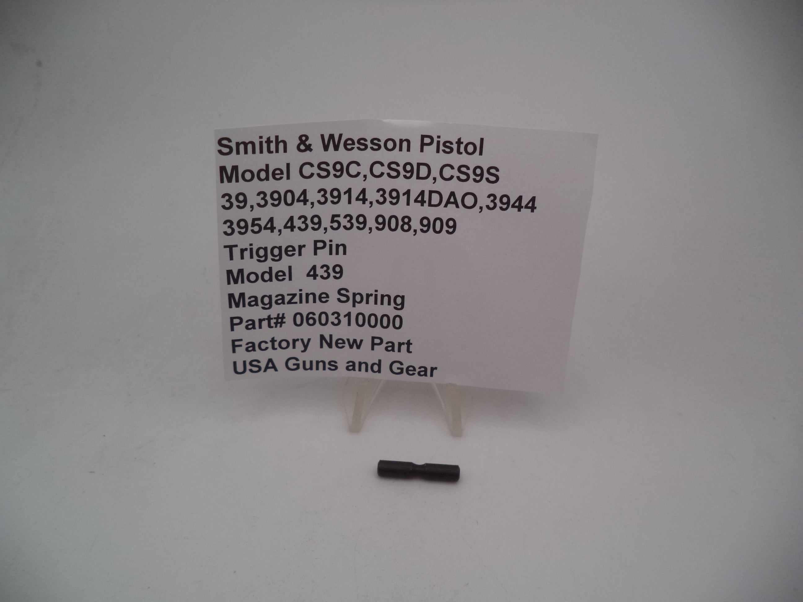 S&W Trigger Pin 060310000 - Model 908, 909, 39, 439, 3904, 3914, CS9 Series