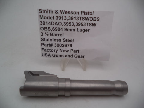 3002679 SW Model 3913 3914DAO 3953 3953TSWOBS 6904, 9MM 3 1/2" Barrel