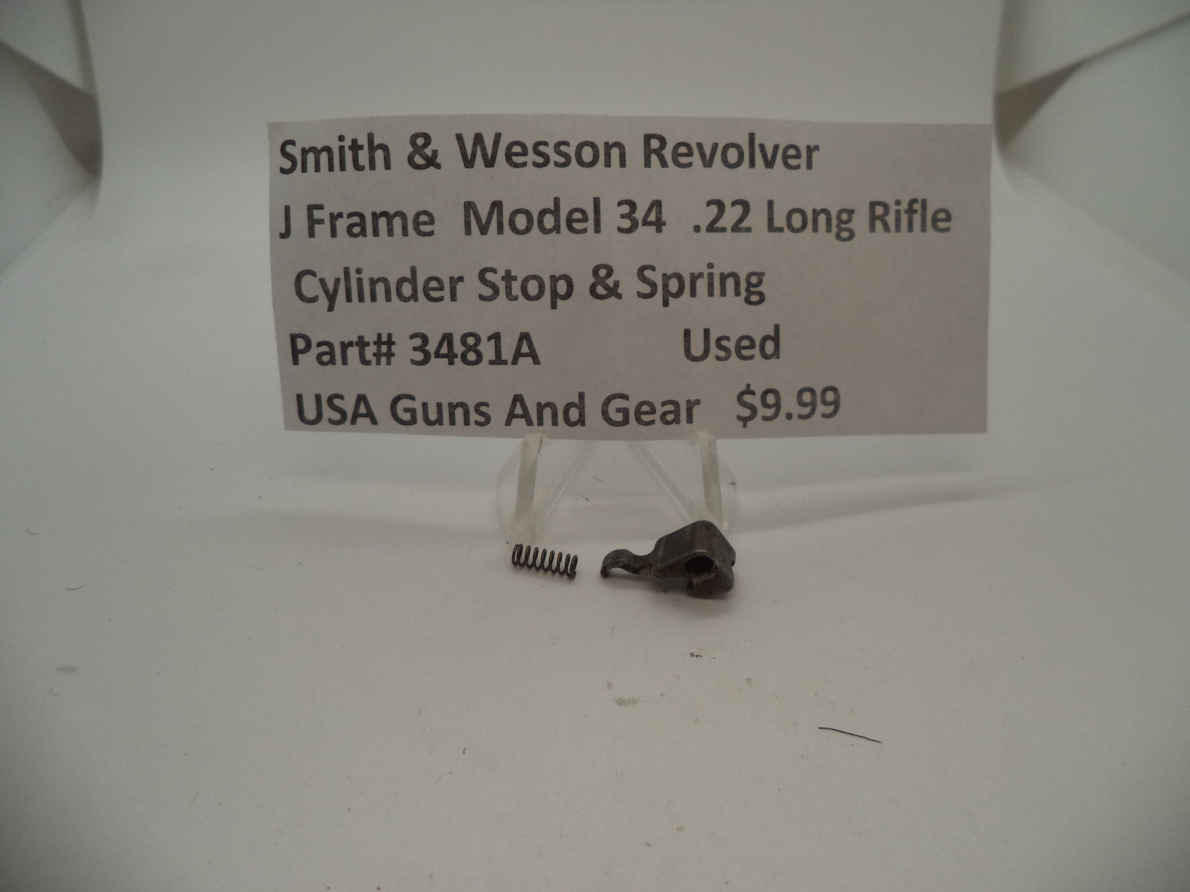 3481A Smith & Wesson J Frame Model 34 Used Cylinder Stop & Spring .22 Long Rifle