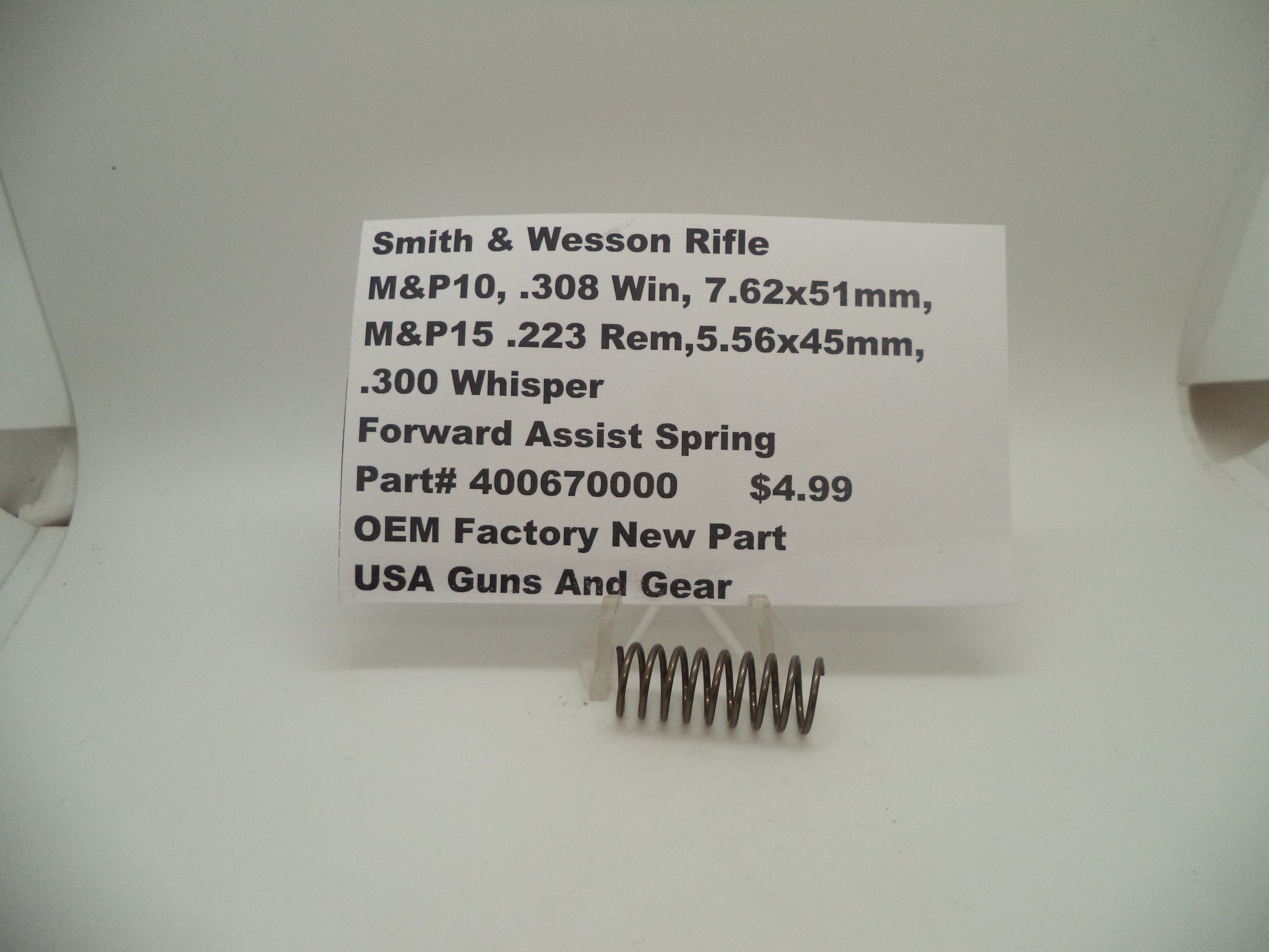 Smith & Wesson Rifle M&P 10 and M&P 15 Forward Assist Spring New Part 400670000