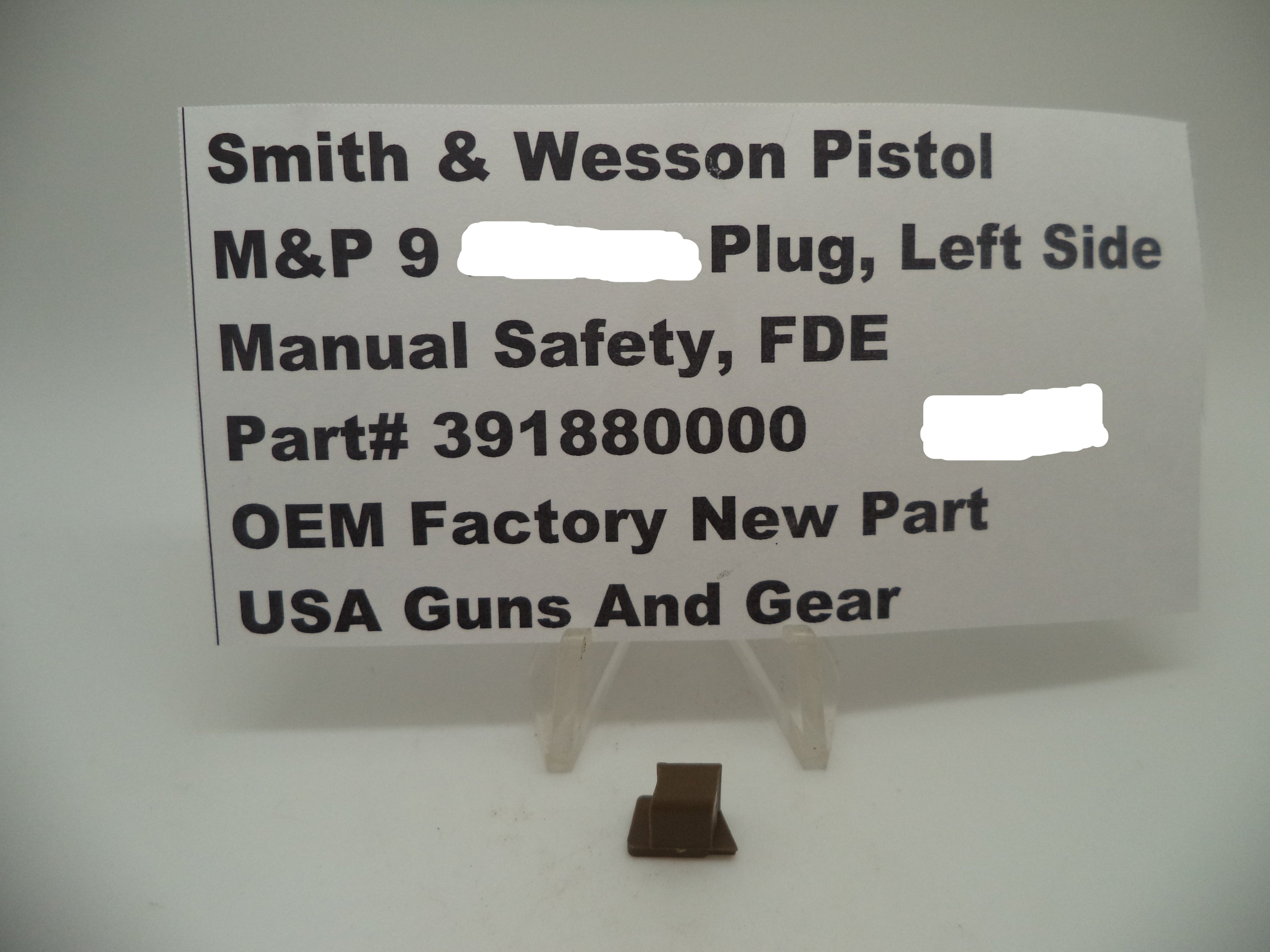 Smith & Wesson M&P Frame Plug Manual Safety FDE 1.0/2.0 | OEM 391880000