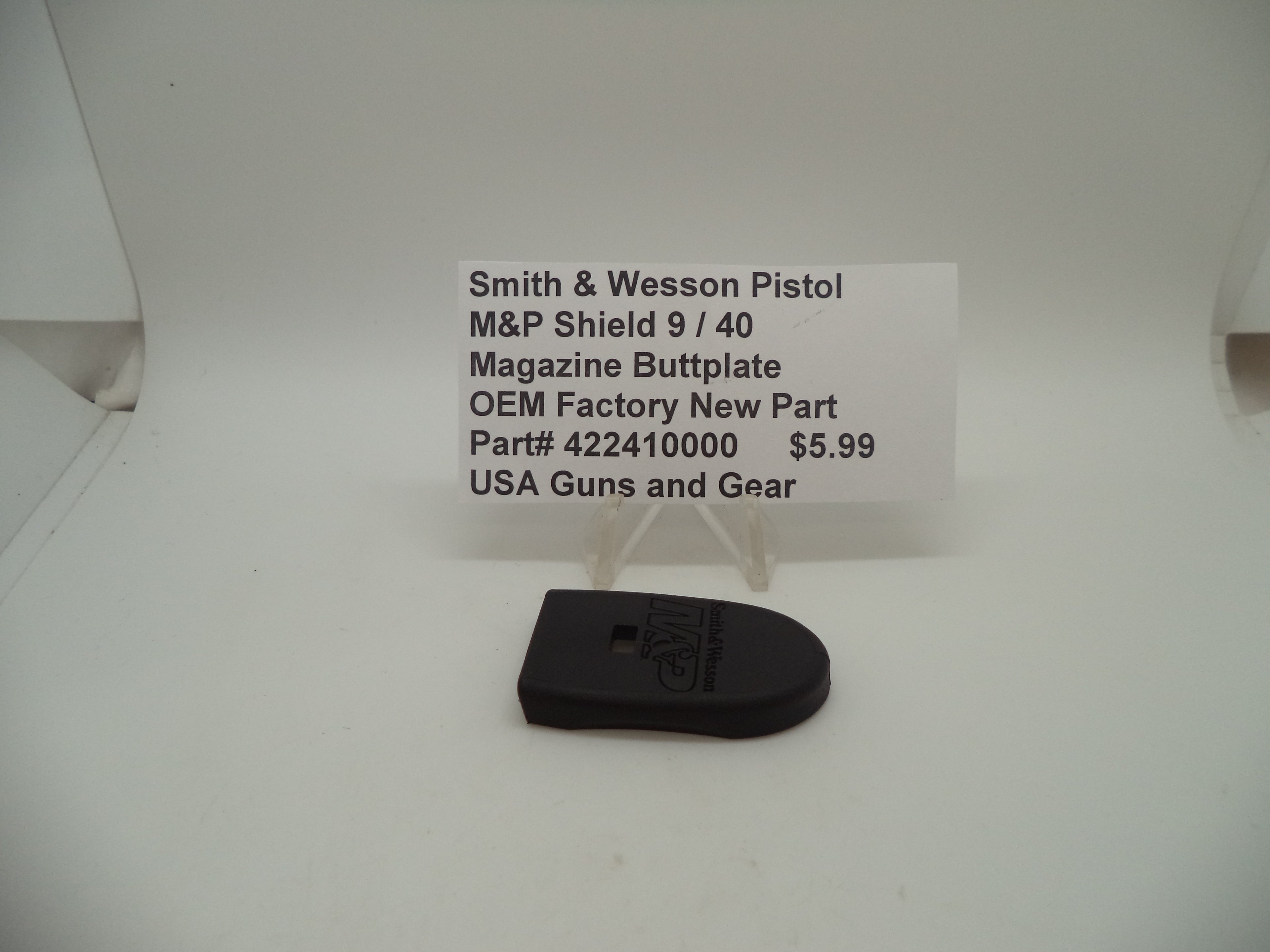 Smith & Wesson M&P Shield Magazine Buttplate - 9mm/.40 Standard - Factory OEM 422410000