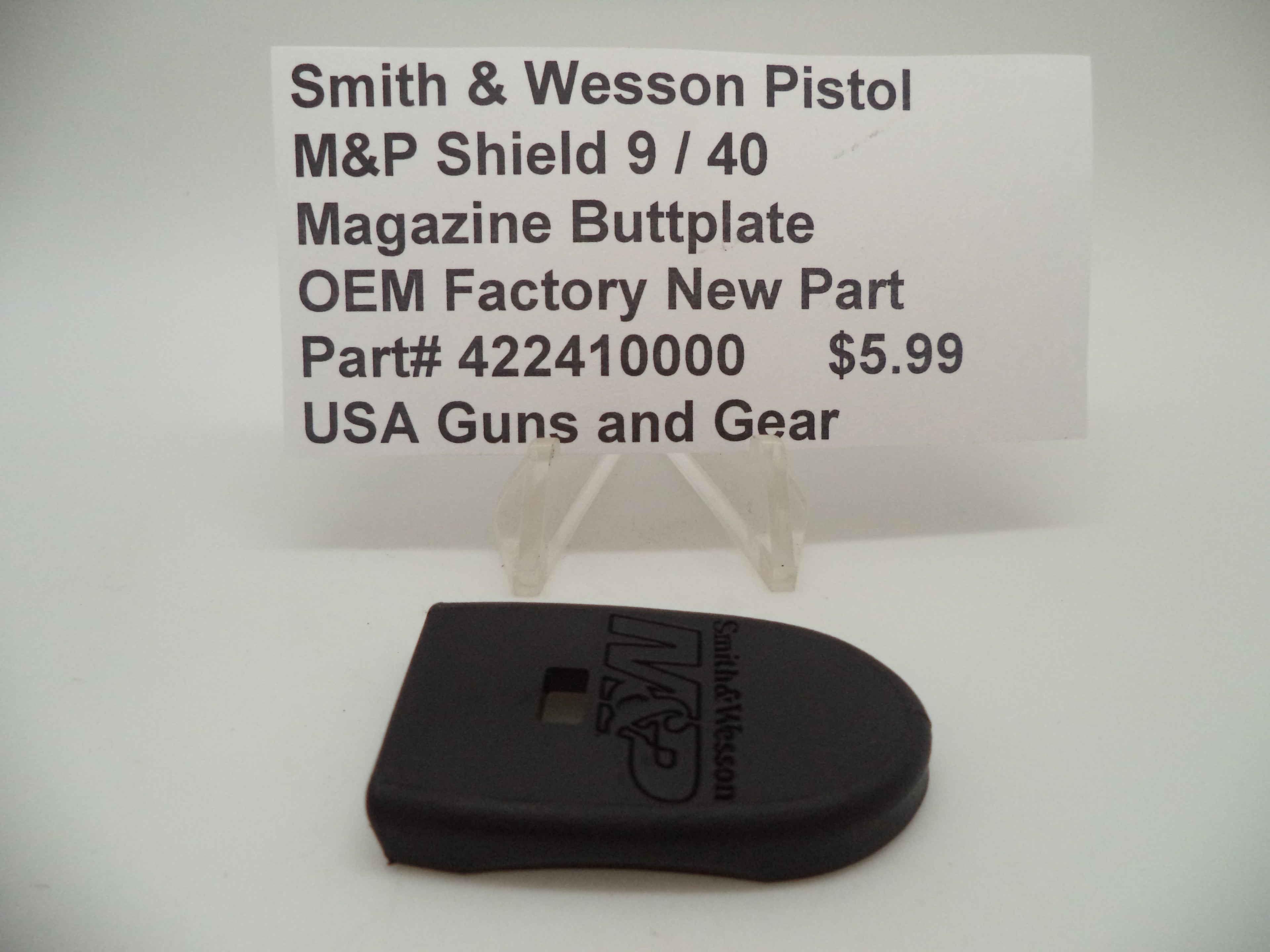 Smith & Wesson M&P Shield Magazine Buttplate - 9mm/.40 Standard - Factory OEM 422410000