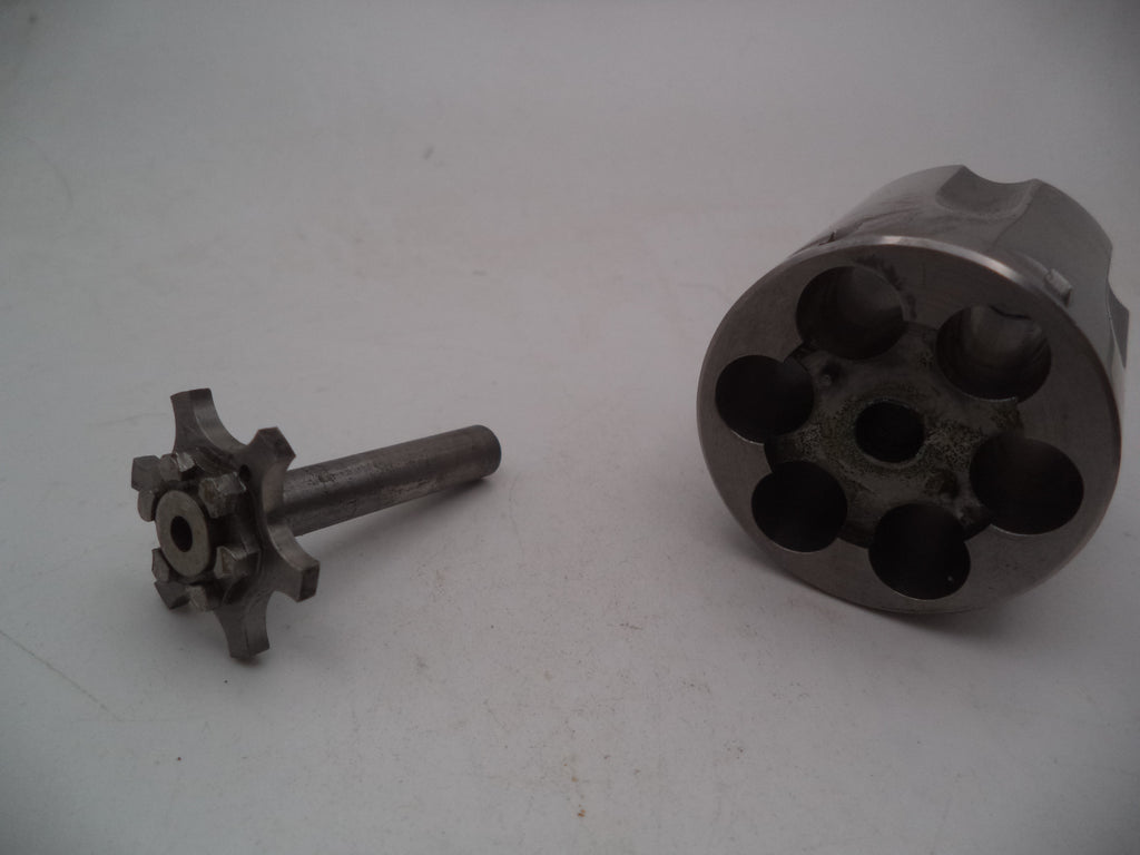 Smith & Wesson L Frame Model 686 Cylinder with Extractor, non-recessed .357 Magnum used part, displayed on a white background.