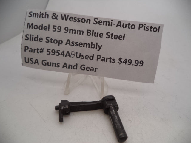 5954AB Smith & Wesson Model 59 9MM Slide Stop Assembly Used Blue Steel