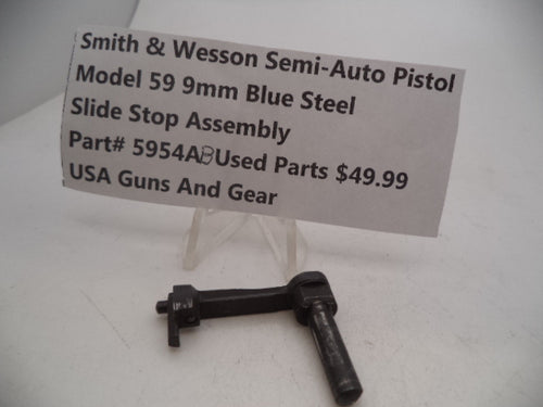 5954AB Smith & Wesson Model 59 9MM Slide Stop Assembly Used Blue Steel