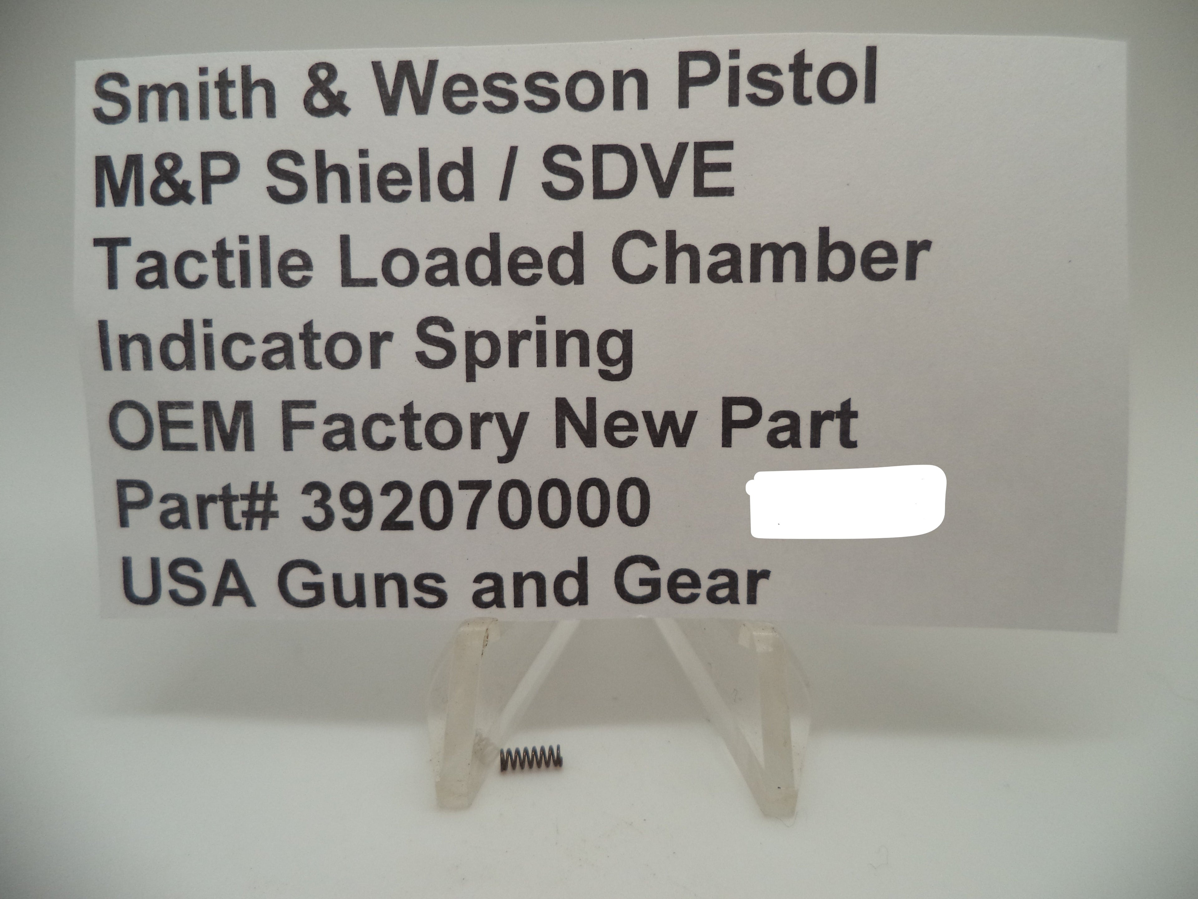 Smith & Wesson M&P Shield/SDVE Loaded Chamber Indicator Spring | OEM 392070000