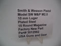 3012992 Smith & Wesson Pistol SW M&P M2.0  15 Rd Magazine 10 mm Luger