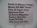 Smith & Wesson M&P Shield Plus Magazine - 16 Round .30 Super Carry - Factory OEM 3015320
