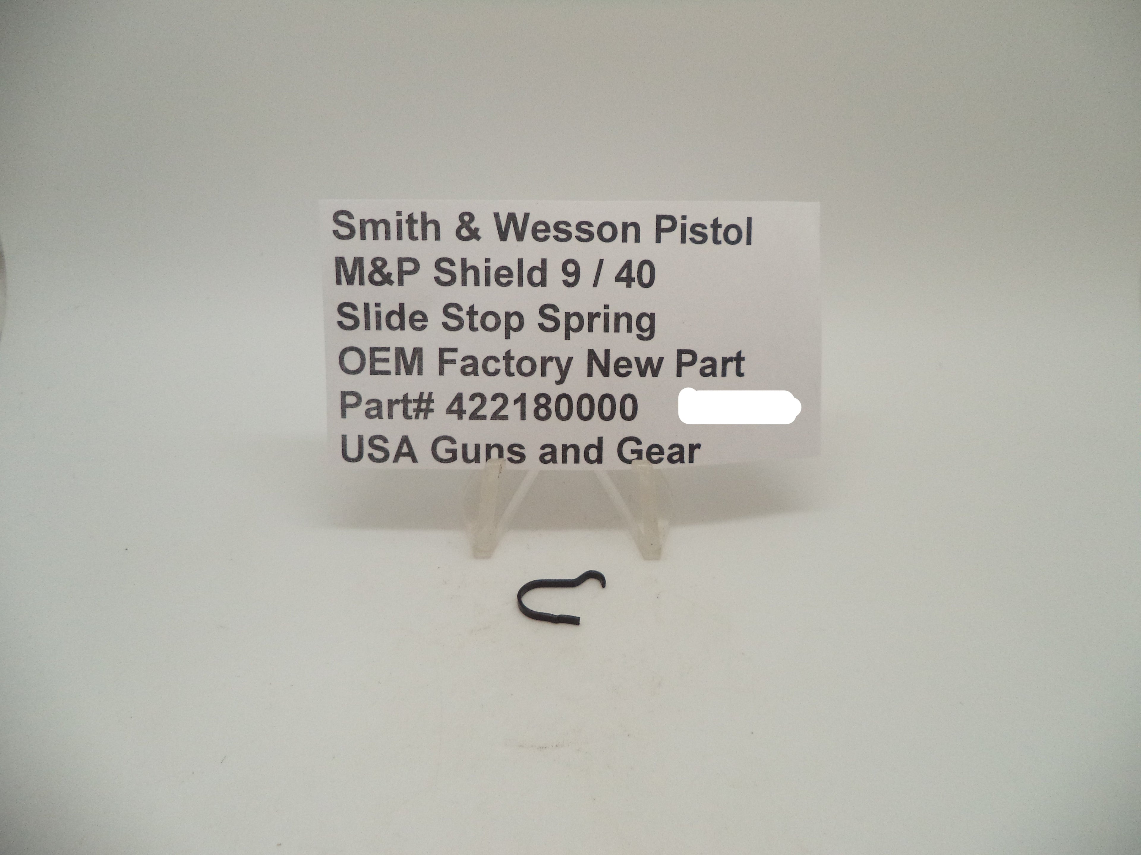 Smith & Wesson M&P Shield Slide Stop Spring - 9mm/.40 All Generations - Factory OEM 422180000