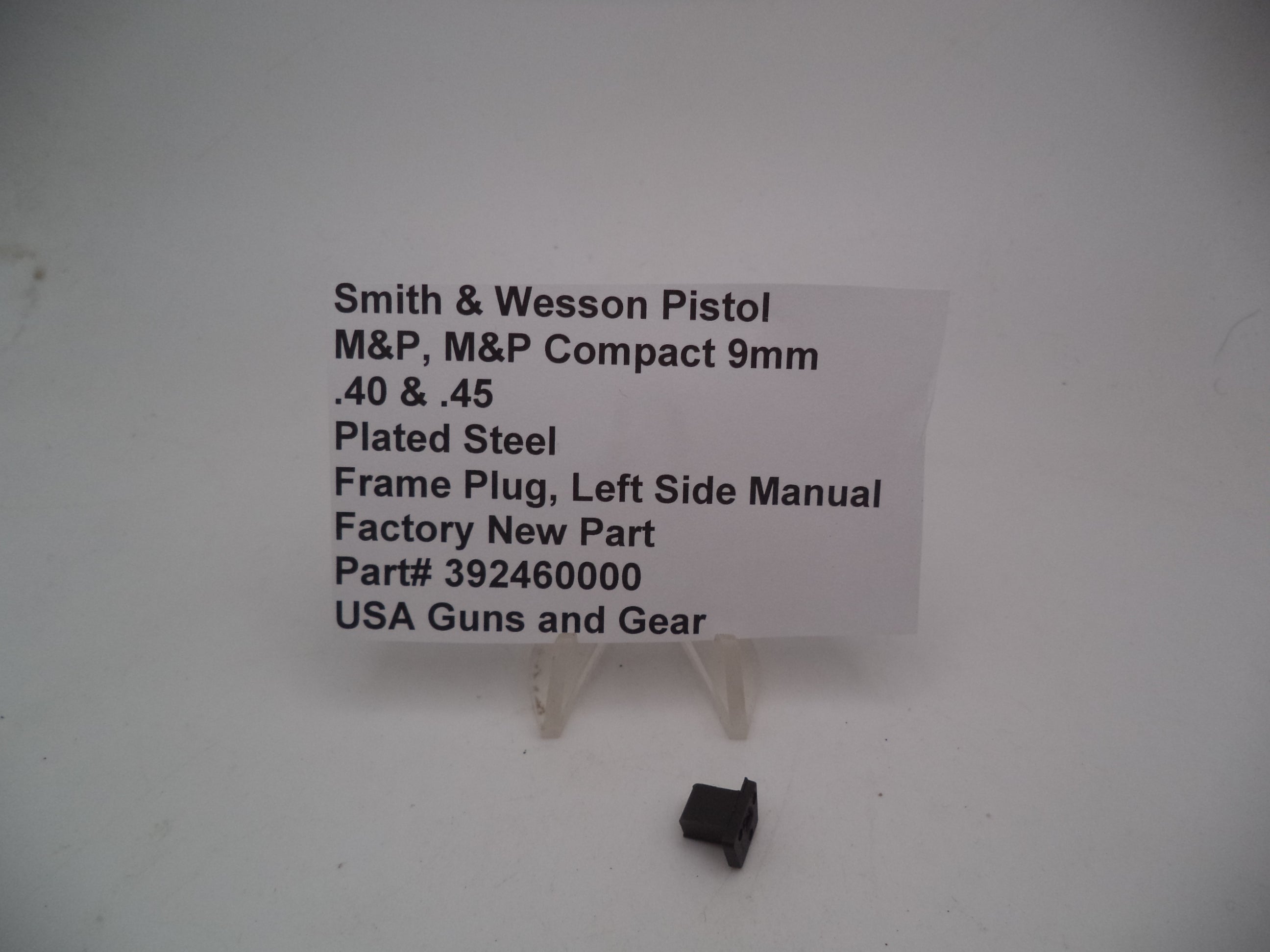 Smith & Wesson M&P Frame Plug Manual Safety Black 9mm/40/45 M1.0/M2.0 | OEM 392460000
