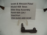 469-12AB Smith & Wesson Pistol Model 469 Slide Stop  9MM Used Part