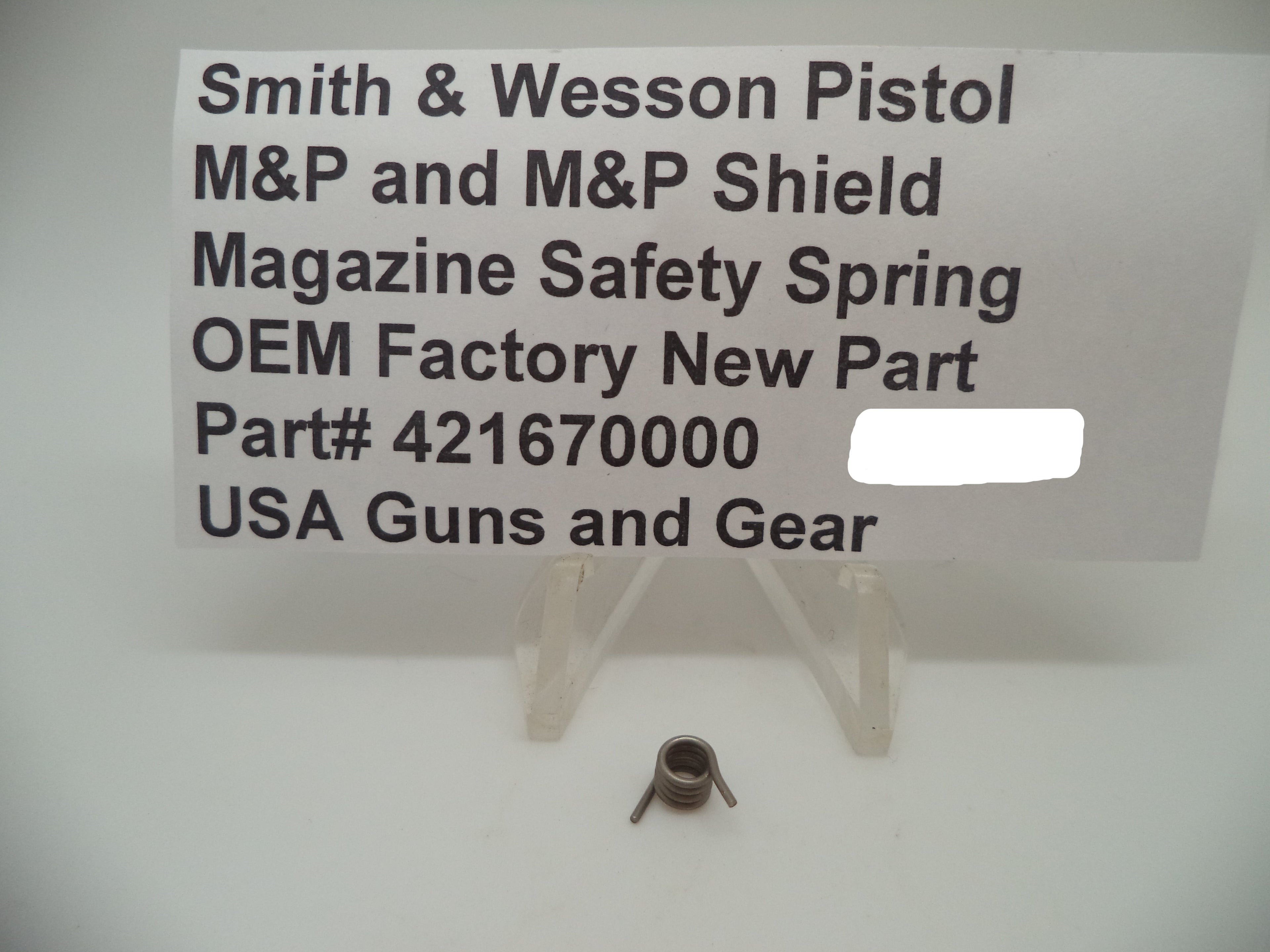 Smith & Wesson M&P Shield Magazine Safety Spring - 9mm/.40/.45 - Factory OEM 421670000